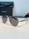 Prada Polarized Metal Aviator Gray Lens Sunglasses for Men & Women - 358457