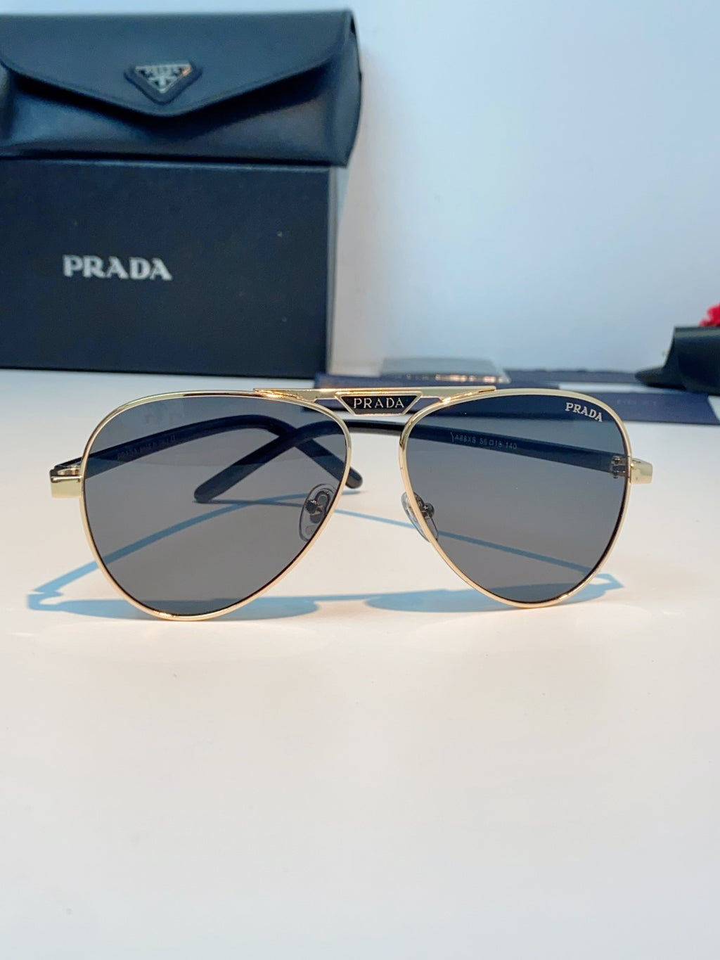 Prada Polarized Metal Aviator Gray Lens Sunglasses for Men & Women - 358457 - detail image 2