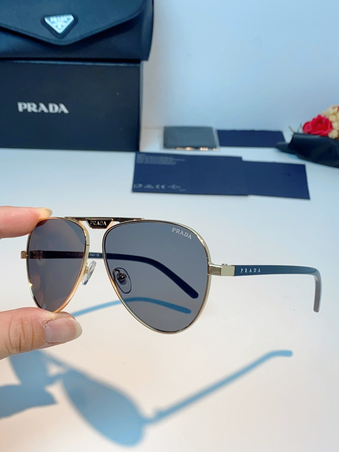 Prada Polarized Metal Aviator Gray Lens Sunglasses for Men & Women - 358457 - detail image 6