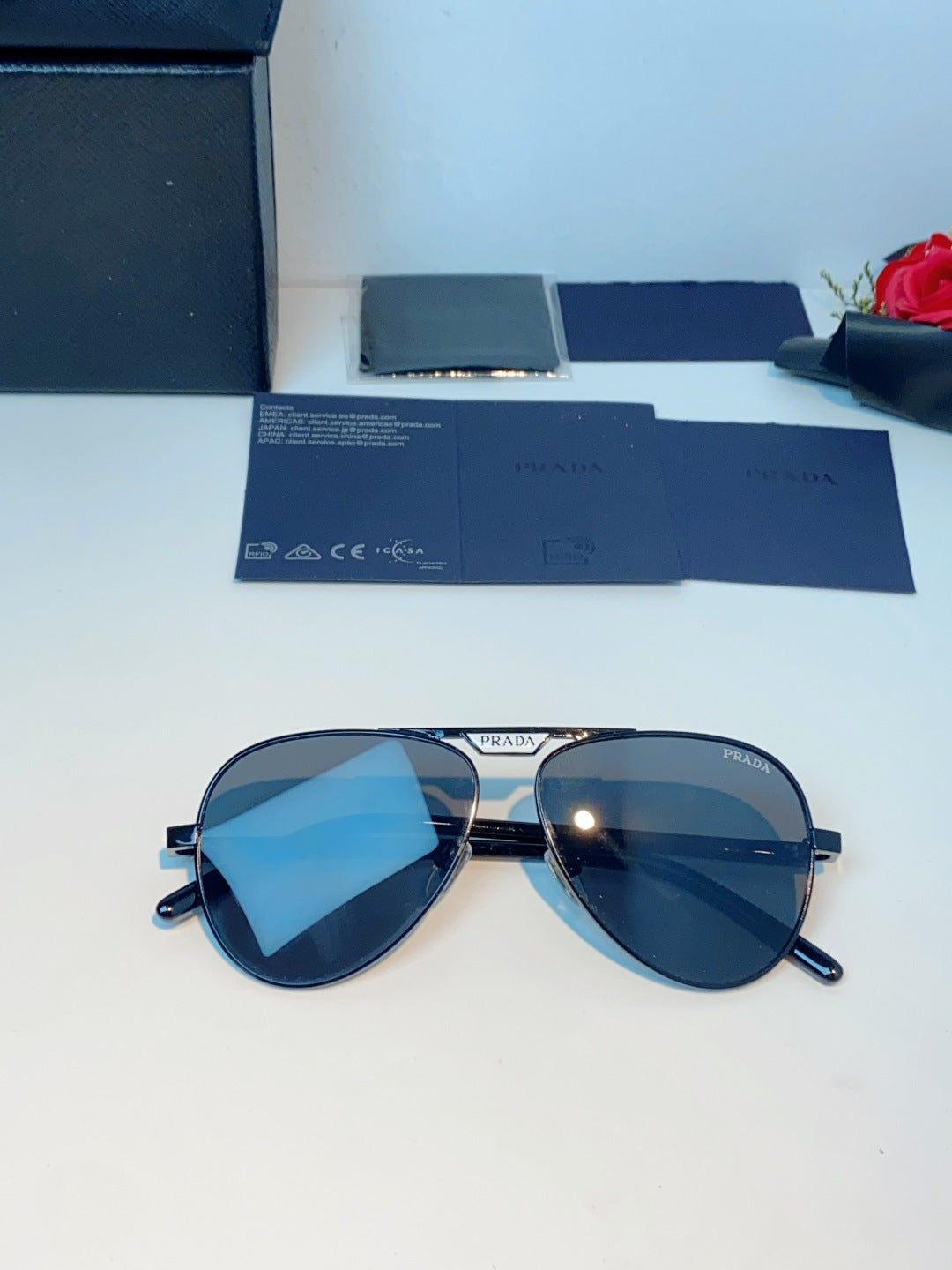 Prada Polarized Metal Aviator Gray Lens Sunglasses for Men & Women - detail image 10