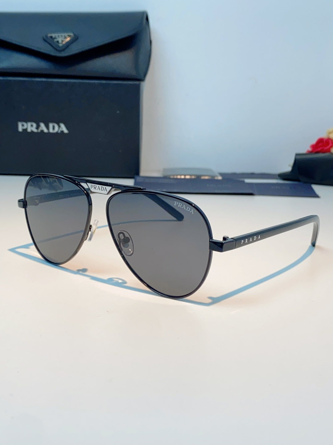 Prada Polarized Metal Aviator Gray Lens Sunglasses for Men & Women