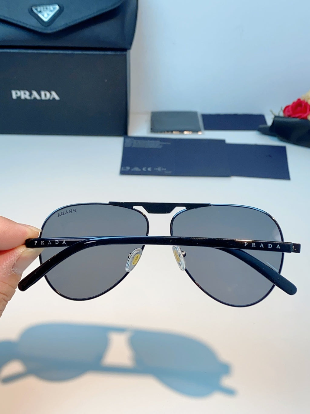 Prada Polarized Metal Aviator Gray Lens Sunglasses for Men & Women - detail image 5