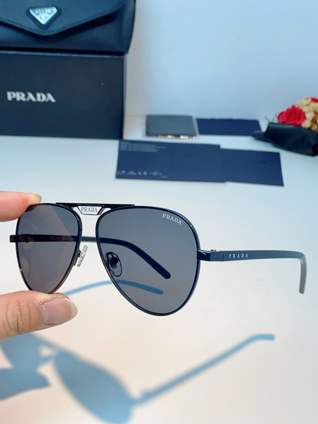 Prada Polarized Metal Aviator Gray Lens Sunglasses for Men & Women - detail image 6