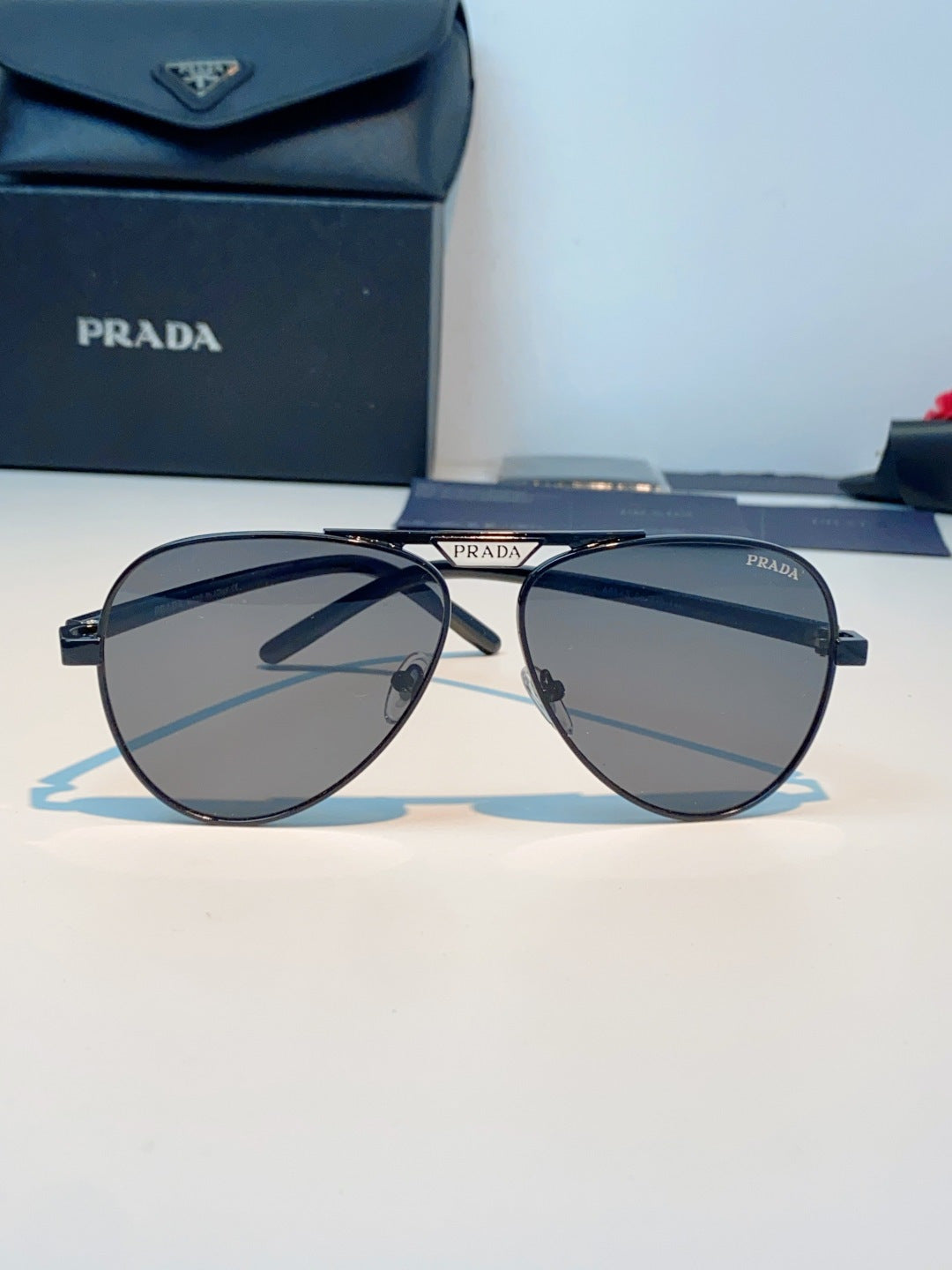Prada Polarized Metal Aviator Gray Lens Sunglasses for Men & Women - detail image 2