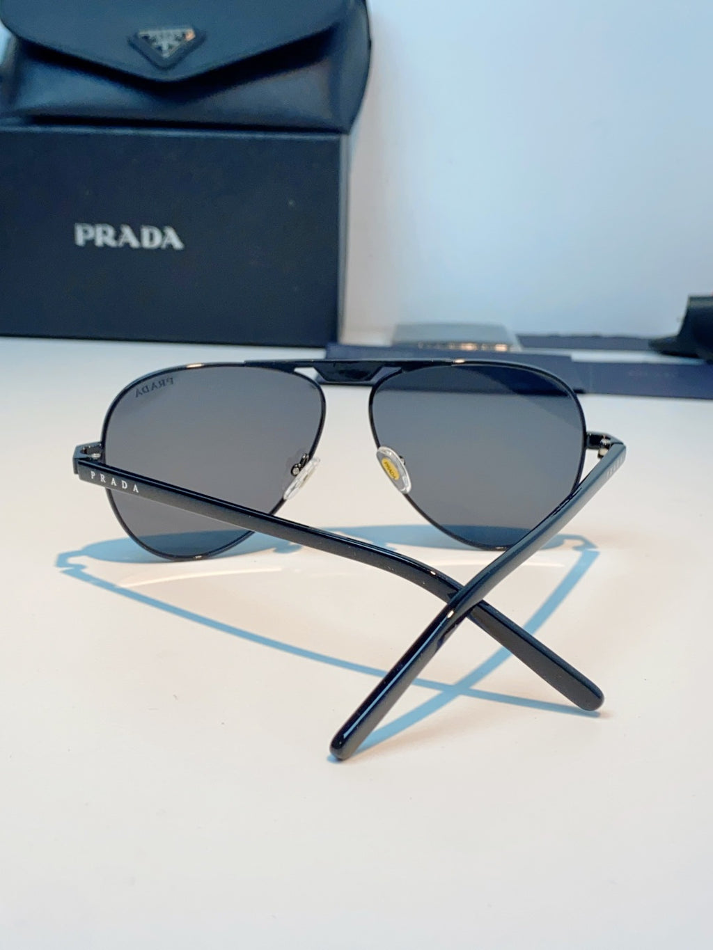 Prada Polarized Metal Aviator Gray Lens Sunglasses for Men & Women - detail image 3