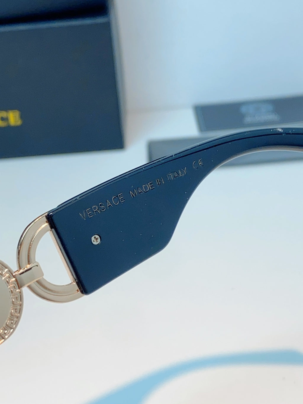 Versace Metal Cat-Eye Blue Lens Sunglasses for Men & Women - detail image 9