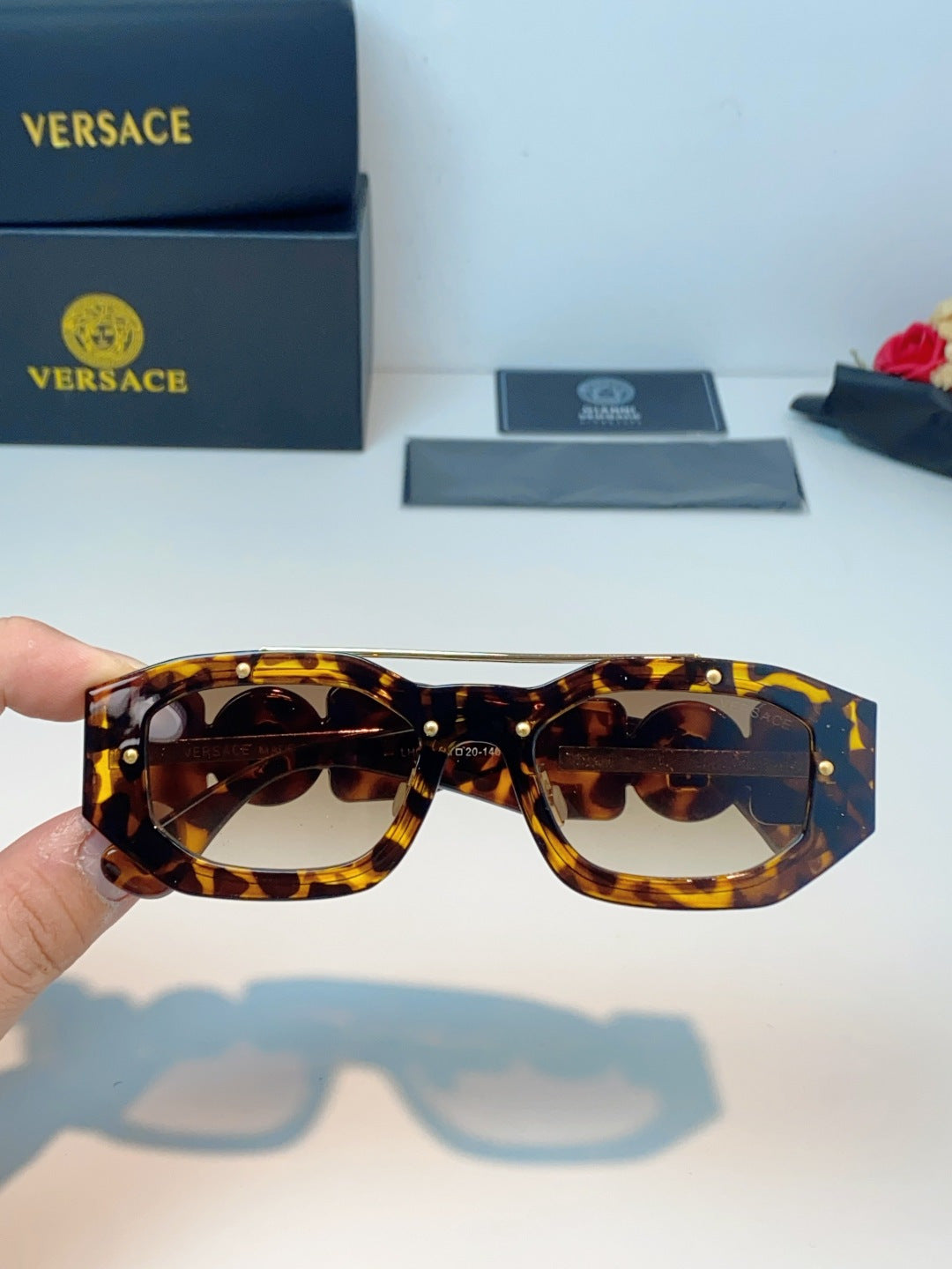 Versace Metal Fashion Brown Lens Sunglasses for Men & Women - detail image 4