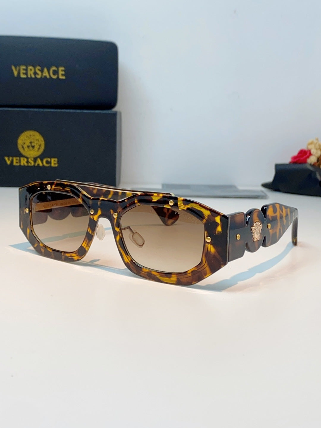 Versace Metal Fashion Brown Lens Sunglasses for Men & Women