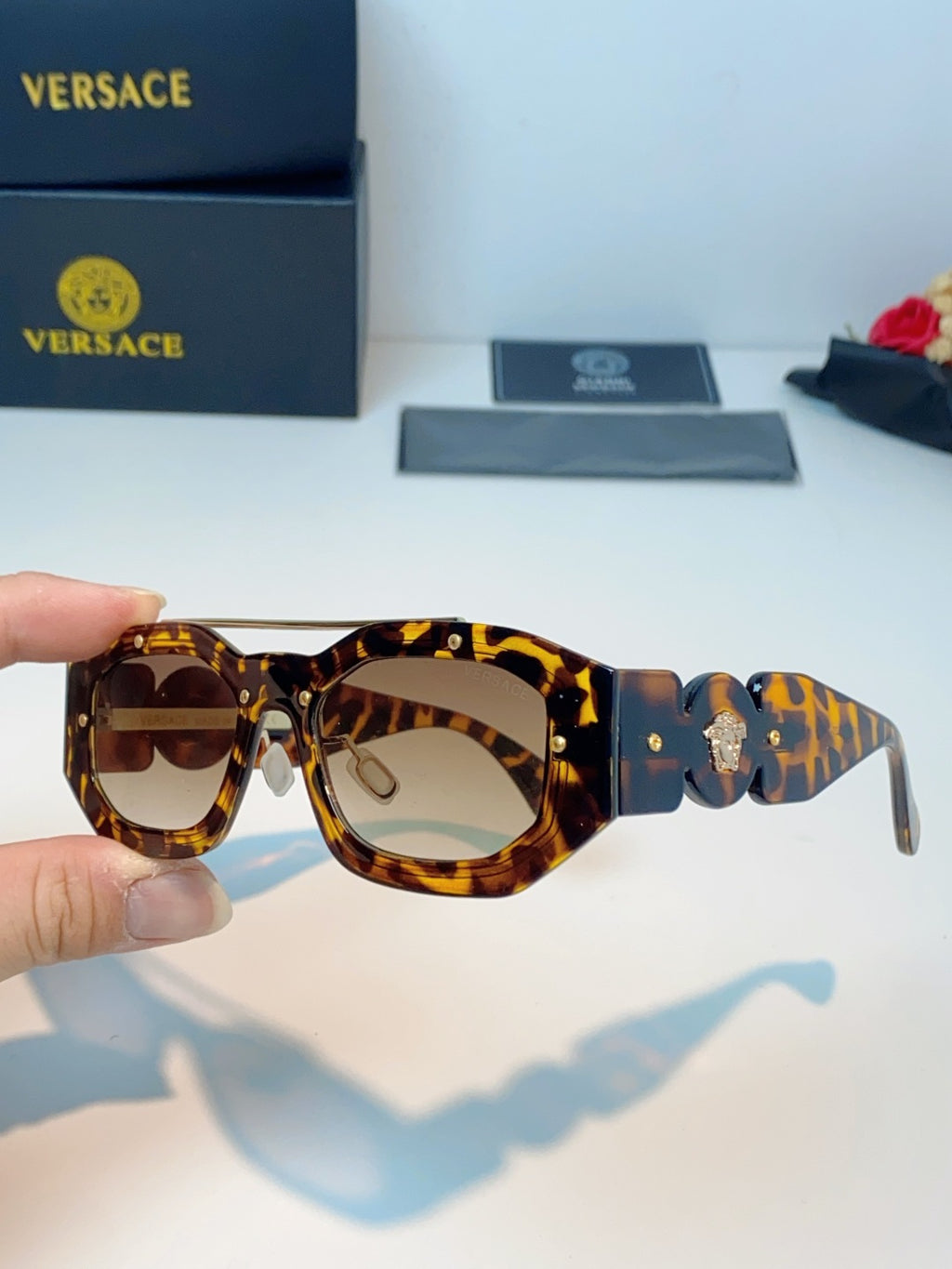 Versace Metal Fashion Brown Lens Sunglasses for Men & Women - detail image 6