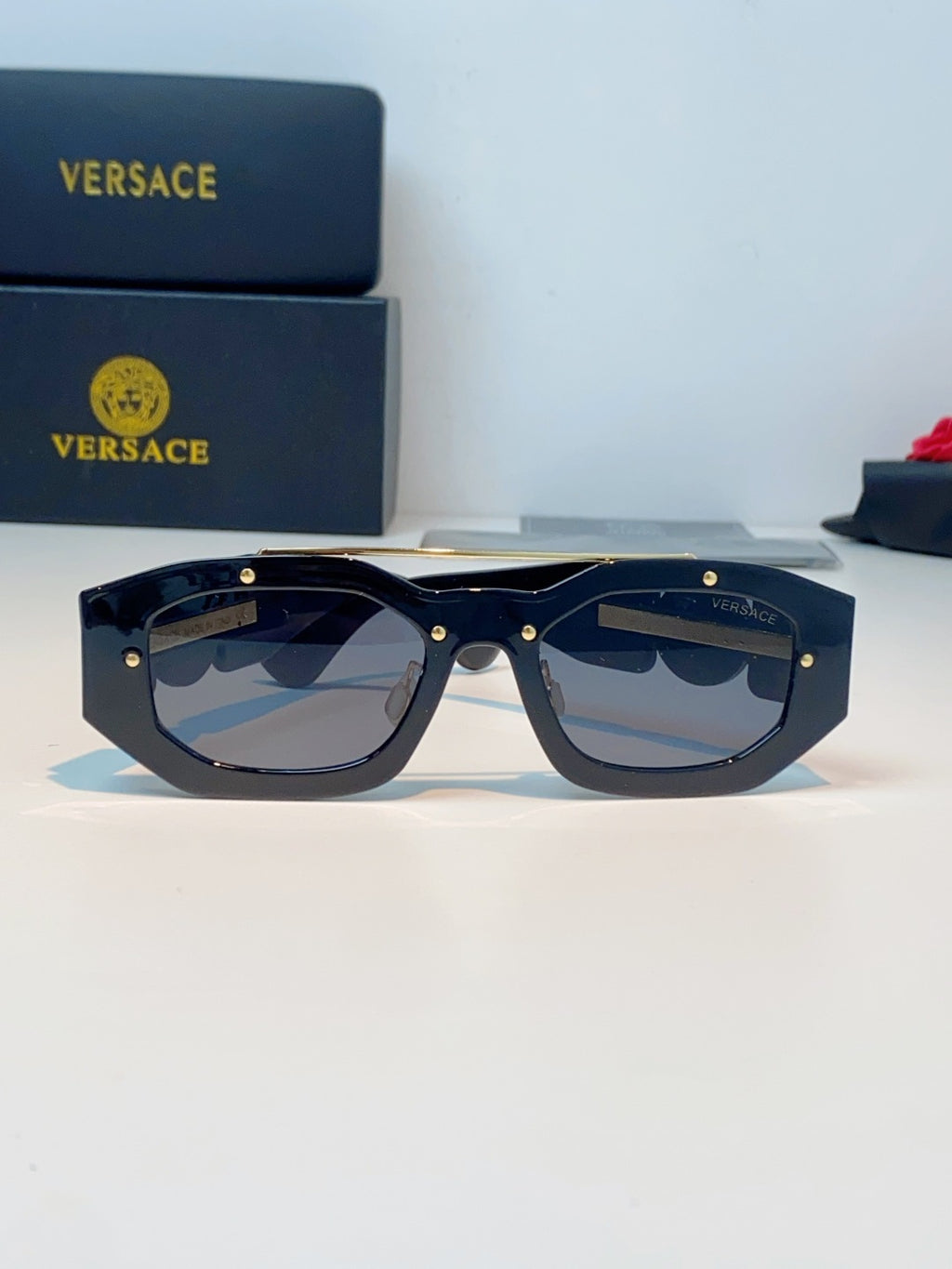 Versace Metal Fashion Black Lens Sunglasses for Men & Women - detail image 2