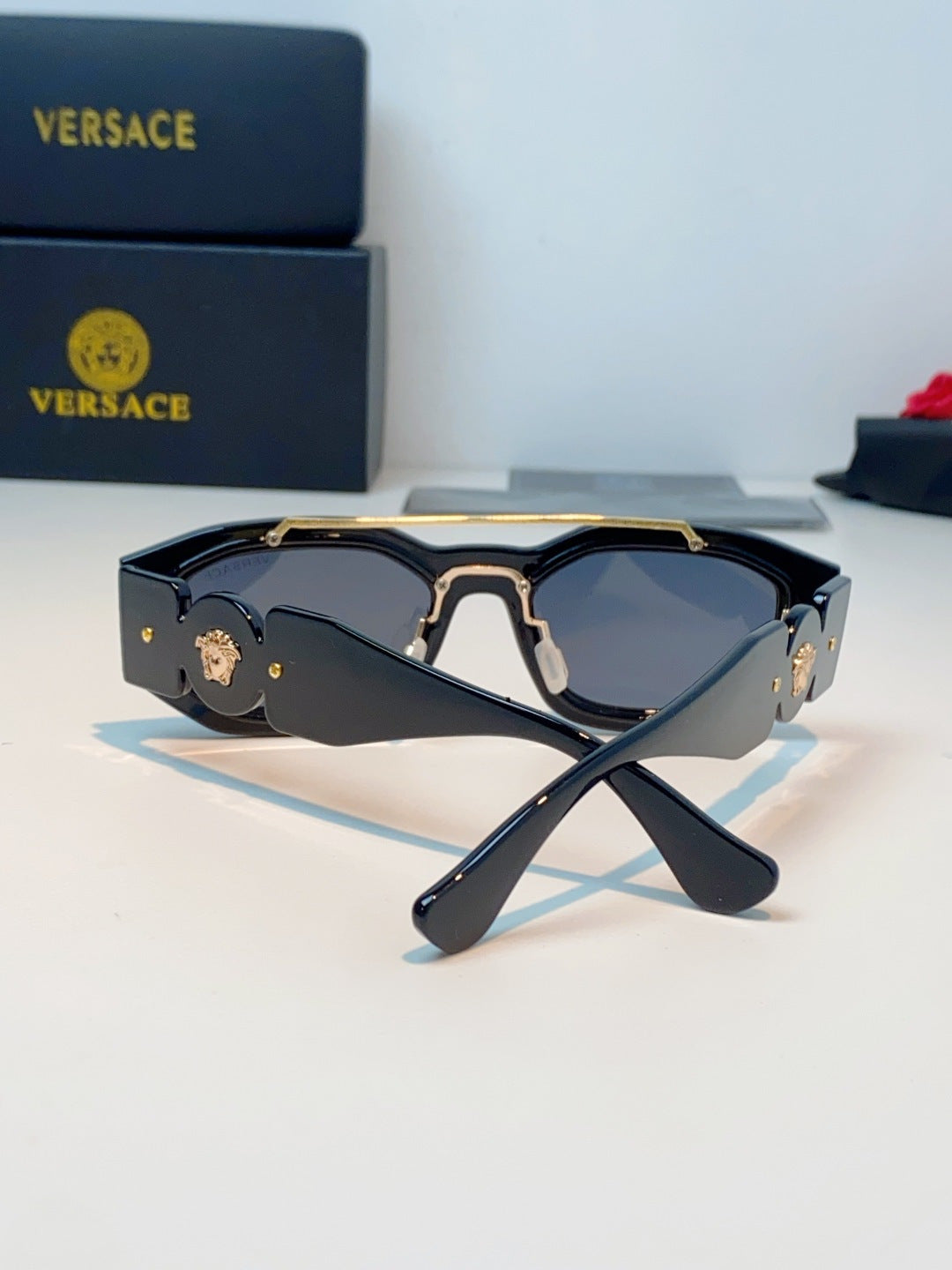 Versace Metal Fashion Black Lens Sunglasses for Men & Women - detail image 3