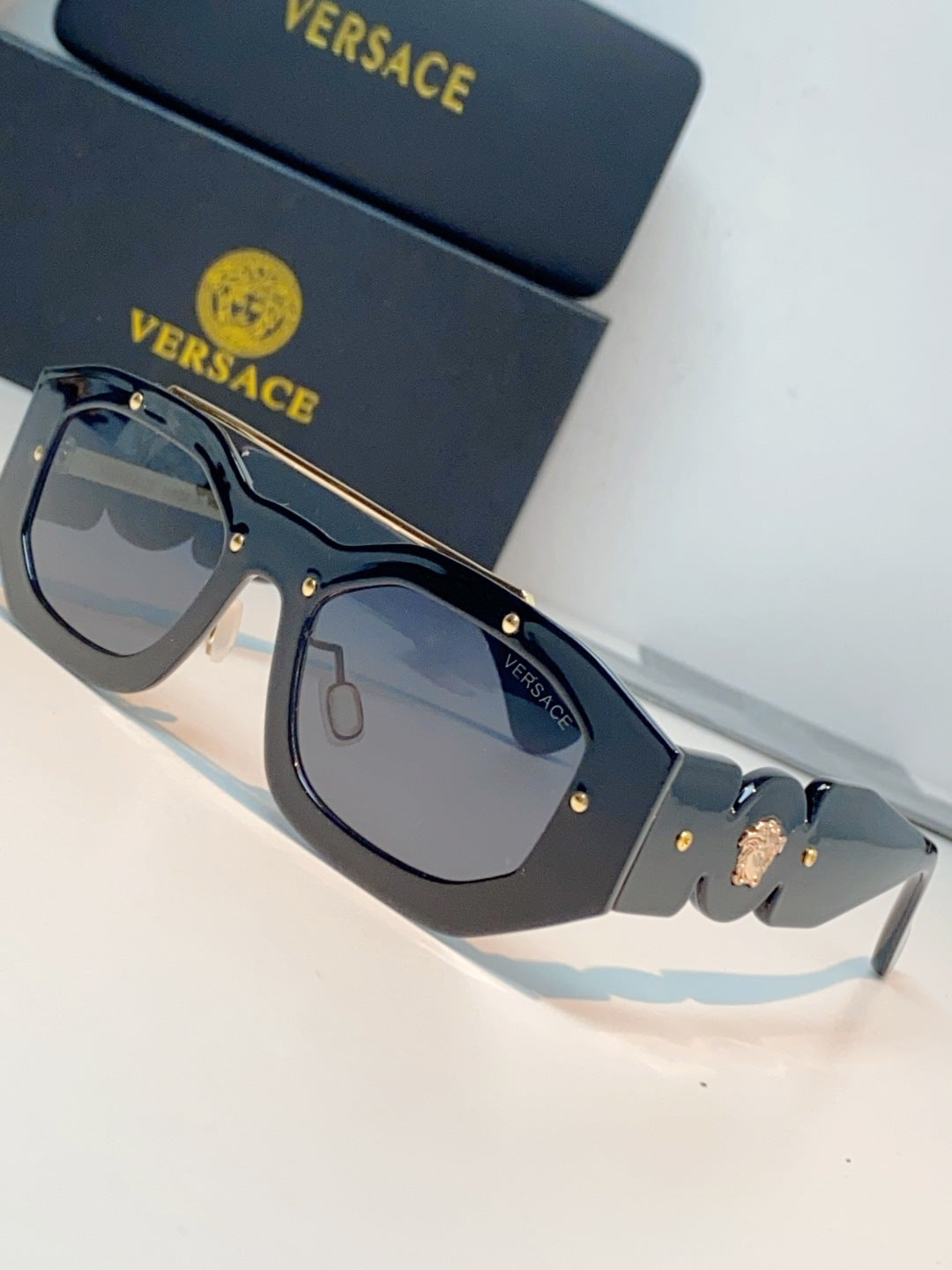 Versace Metal Fashion Black Lens Sunglasses for Men & Women - detail image 7
