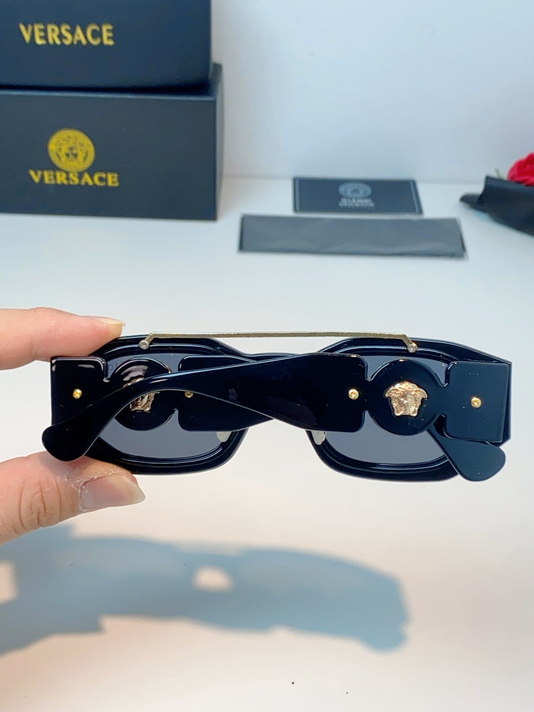 Versace Metal Fashion Black Lens Sunglasses for Men & Women - detail image 5