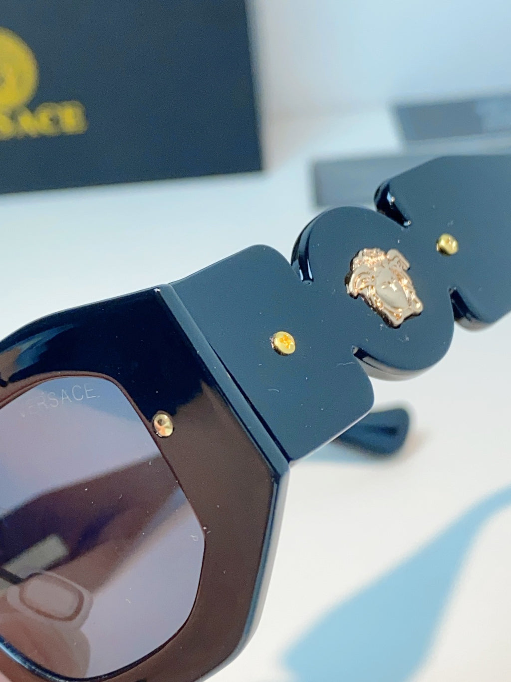 Versace Metal Fashion Black Lens Sunglasses for Men & Women - detail image 8