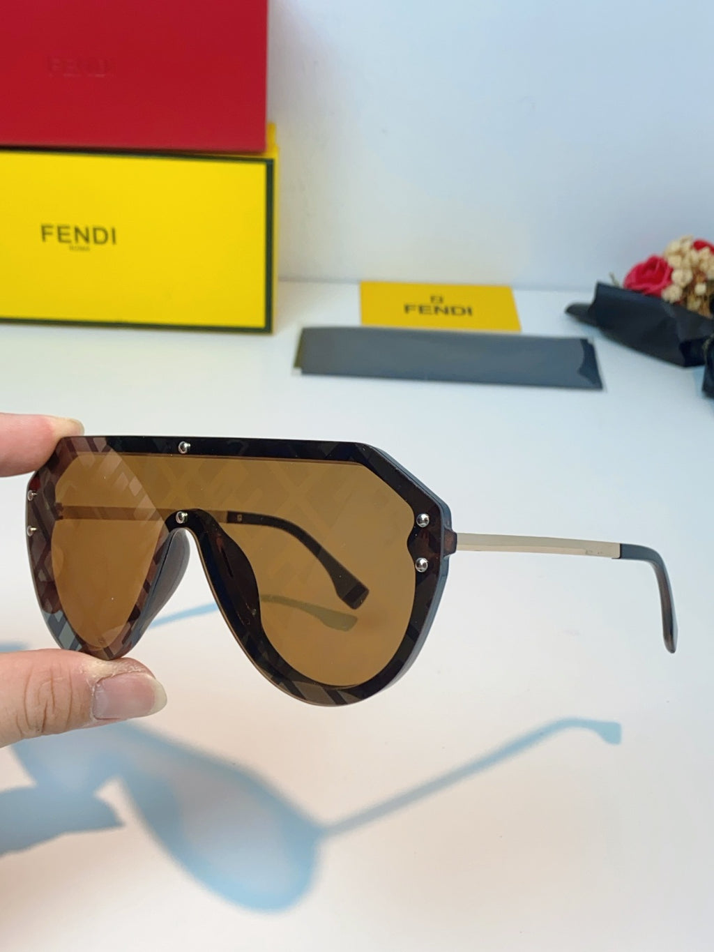 Fendi Lightweight Rimless Brown Lens Sunglasses for Men & Women - 358762 - detail image 6