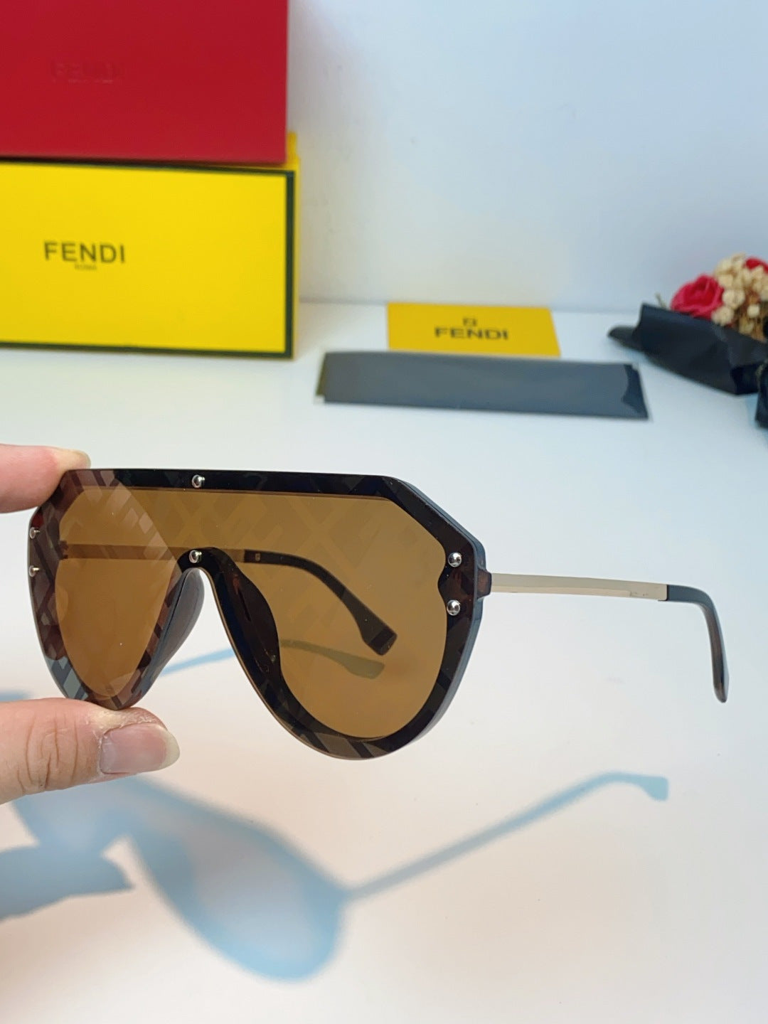 Fendi Lightweight Rimless Brown Lens Sunglasses for Men & Women - 358762 - detail image 6