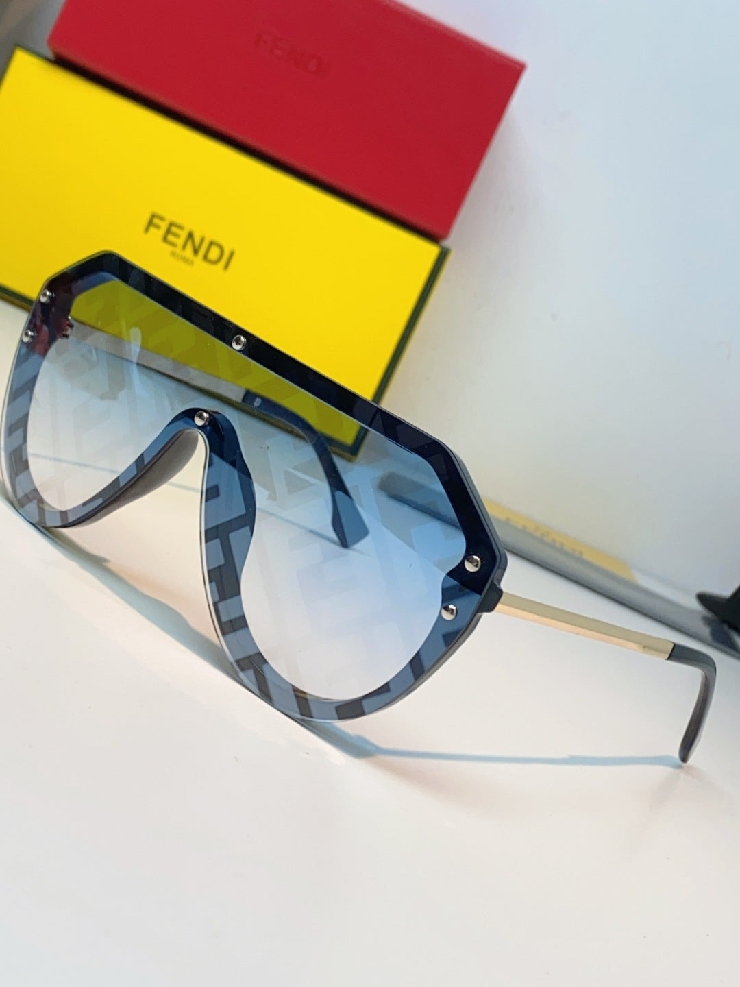 Fendi Lightweight Rimless Blue Lens Sunglasses for Men & Women - 358763 - detail image 7