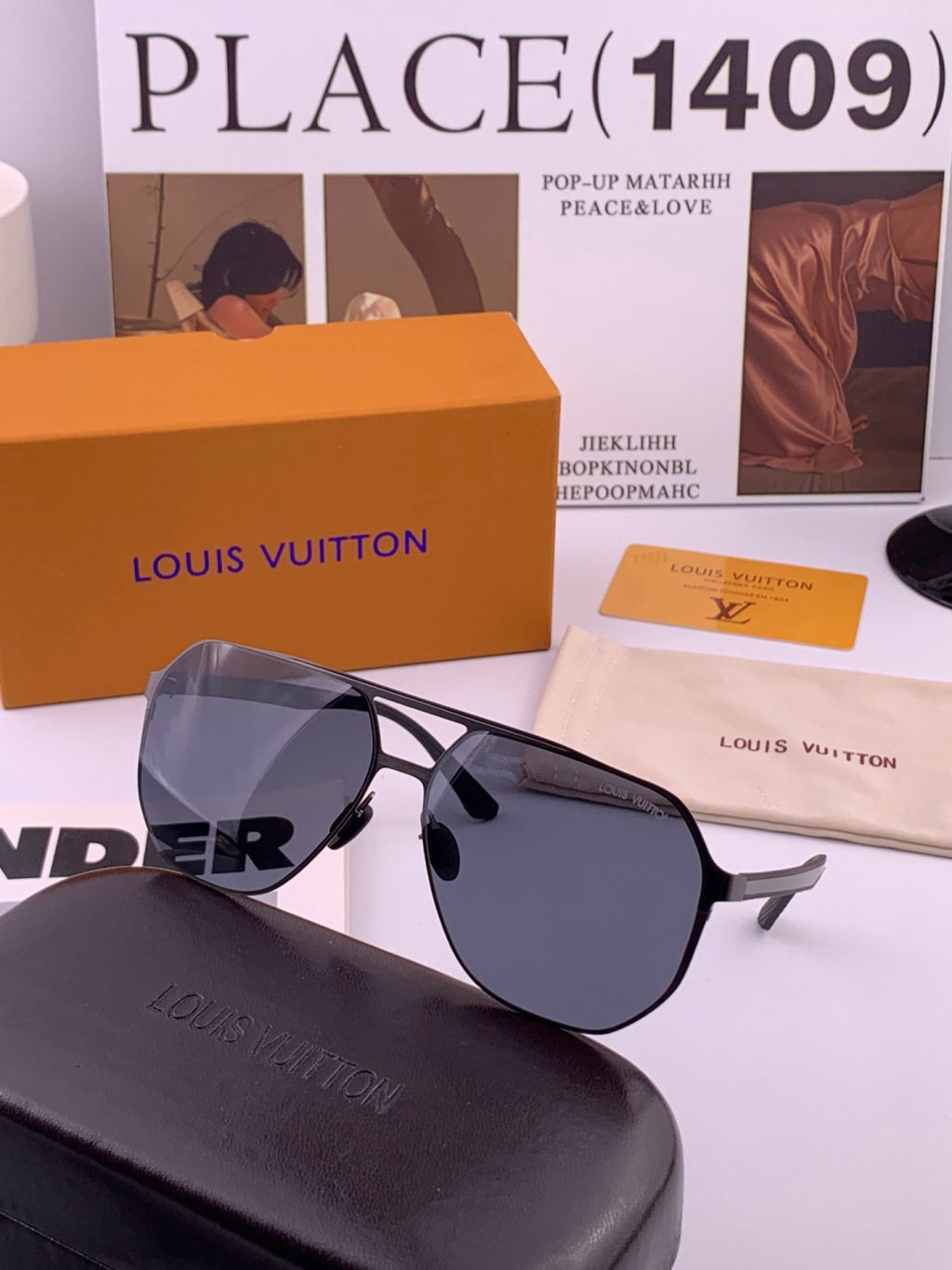 Louis Vuitton L6229 Polarized Aviator Blue Lens Sunglasses for Men - 357686 - detail image 6