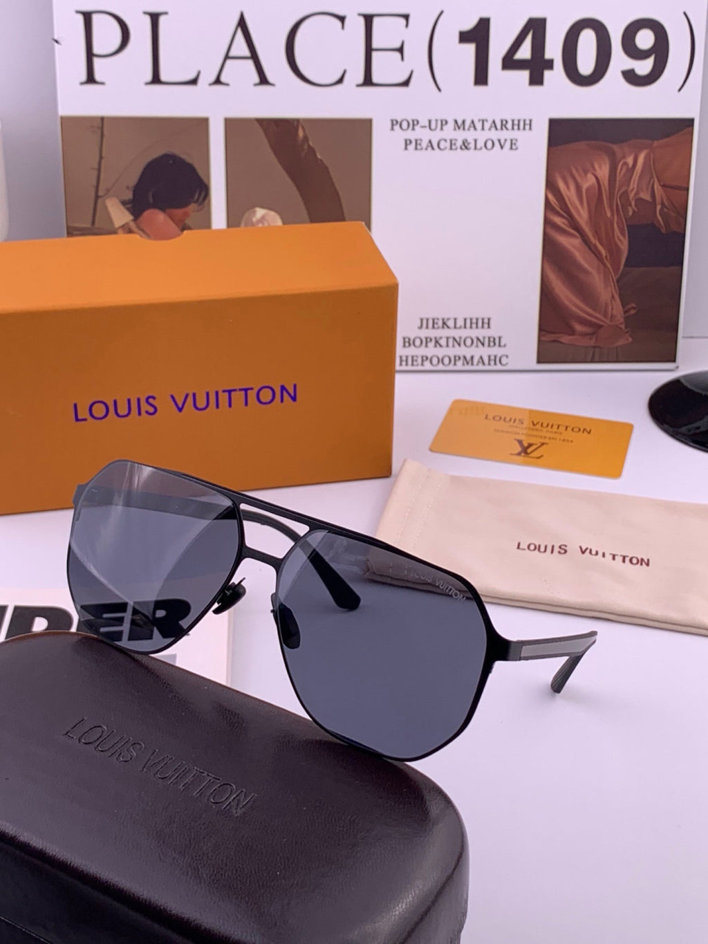 Louis Vuitton L6229 Polarized Aviator Blue Lens Sunglasses for Men - 357686 - detail image 4