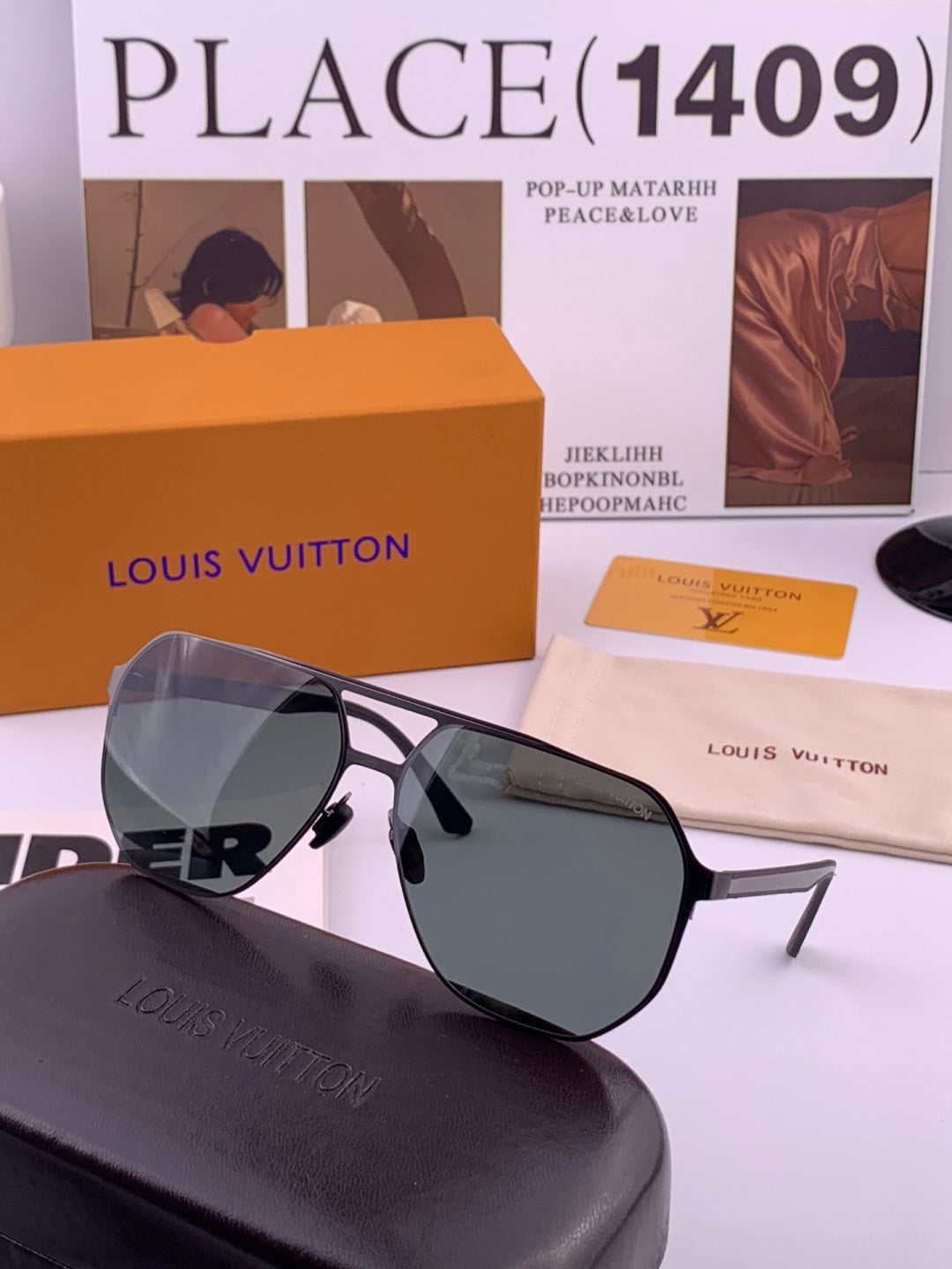 Louis Vuitton L6229 Polarized Aviator Blue Lens Sunglasses for Men - 357686 - detail image 5