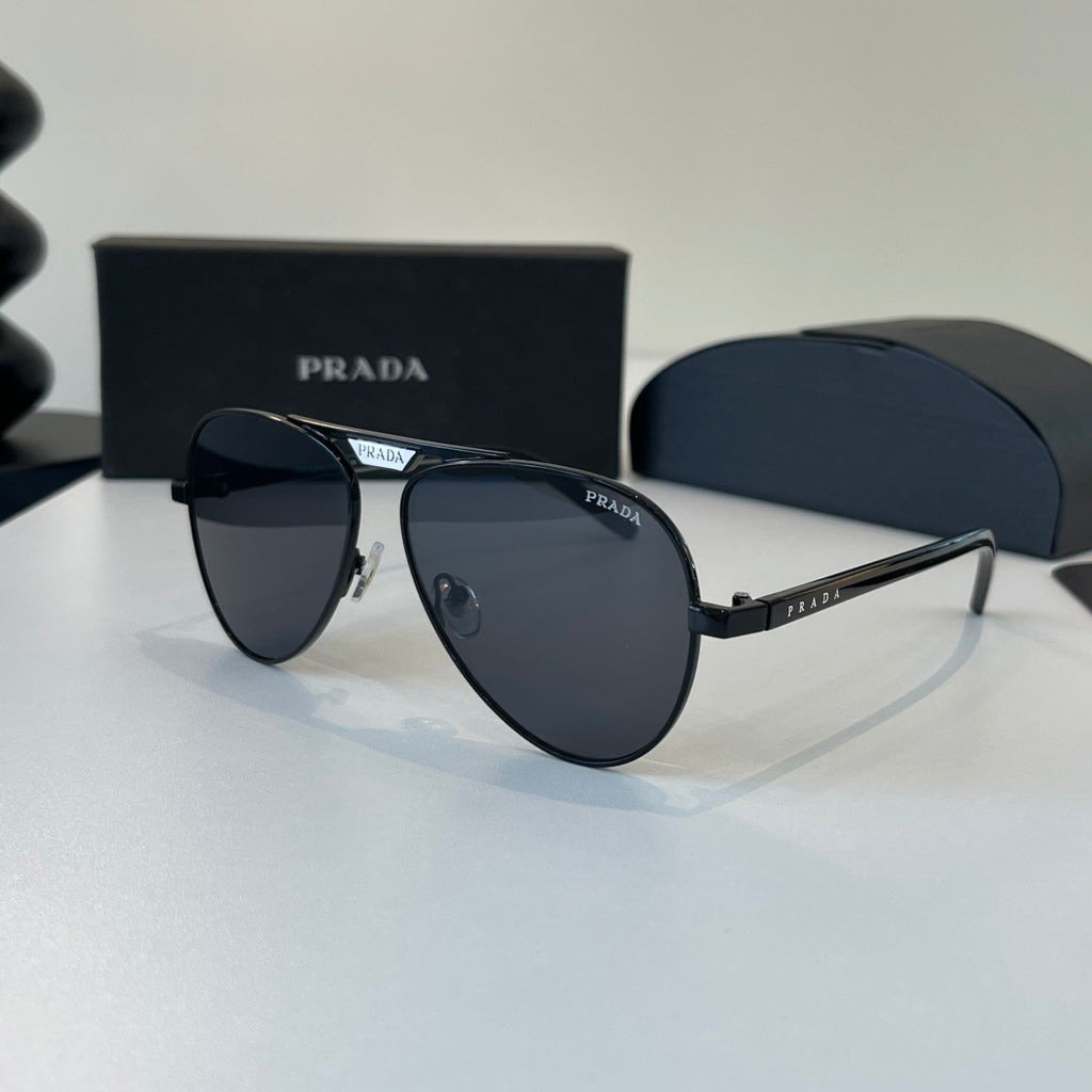 Prada Metal Aviator Black Lens Sunglasses for Men & Women - 358363 - detail image 3