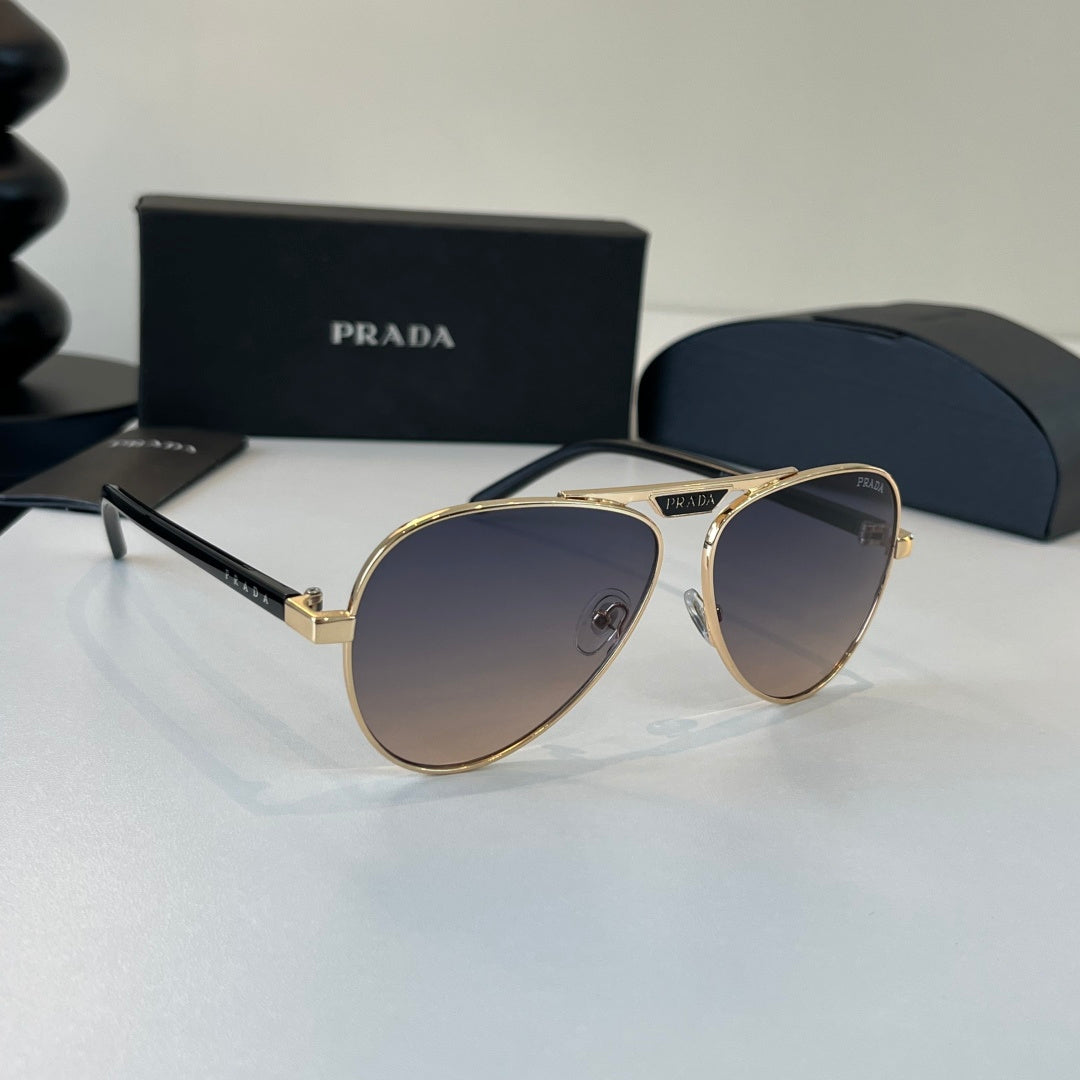 Prada Metal Aviator Silver Lens Sunglasses for Men & Women - 382572