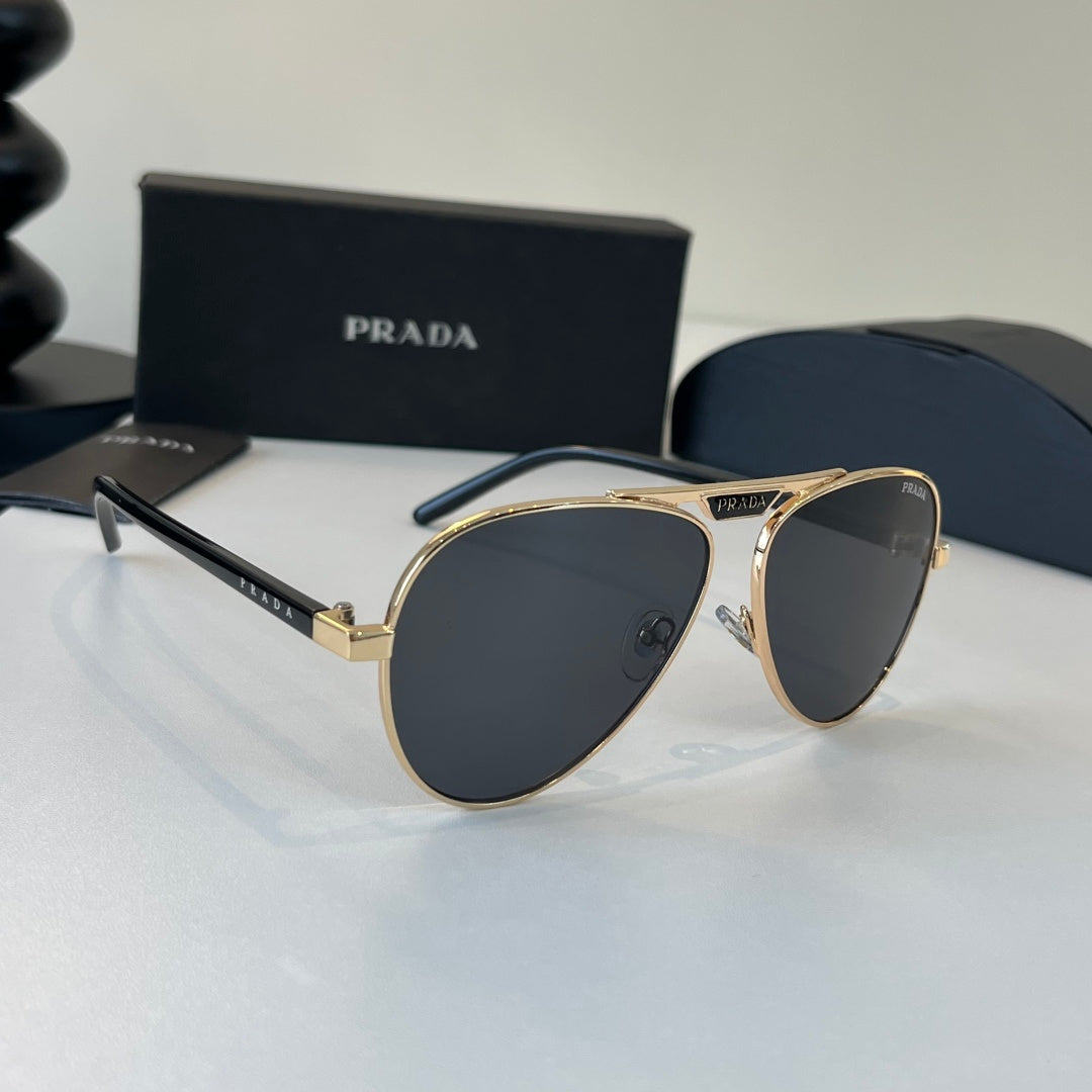 Prada Metal Aviator Silver Lens Sunglasses for Men & Women - 382573