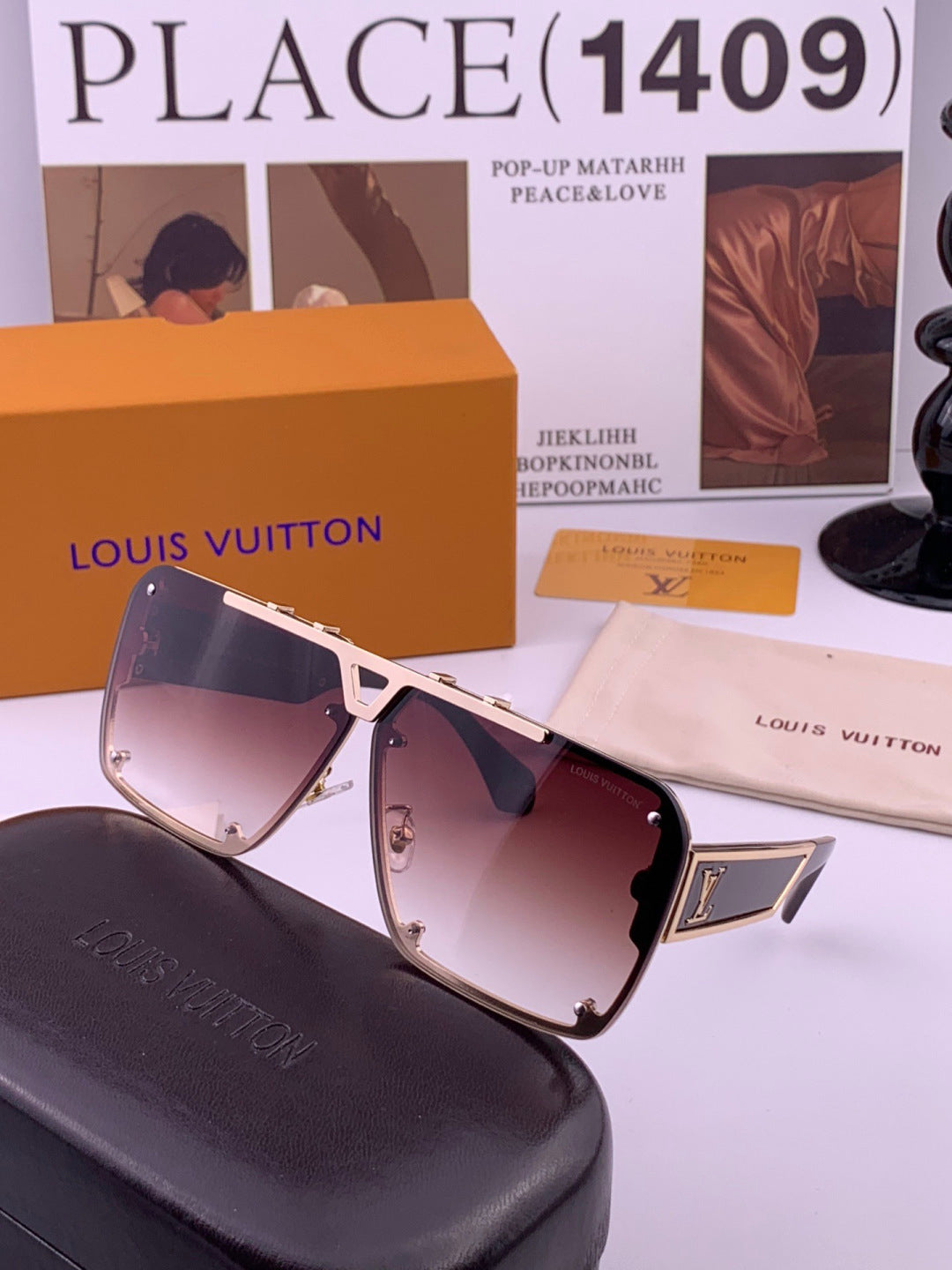 Louis Vuitton L501 Aviator Blue Lens Sunglasses for Men & Women - 357682 - detail image 3