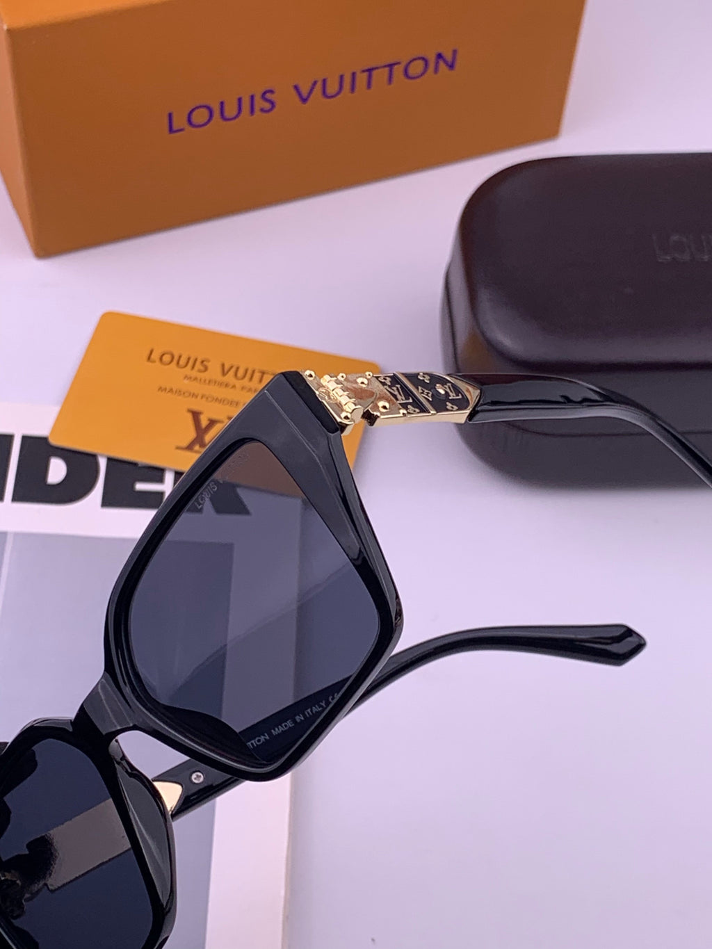 Louis Vuitton L36900 Square Black Lens Sunglasses for Men & Women - 357735 - detail image 3