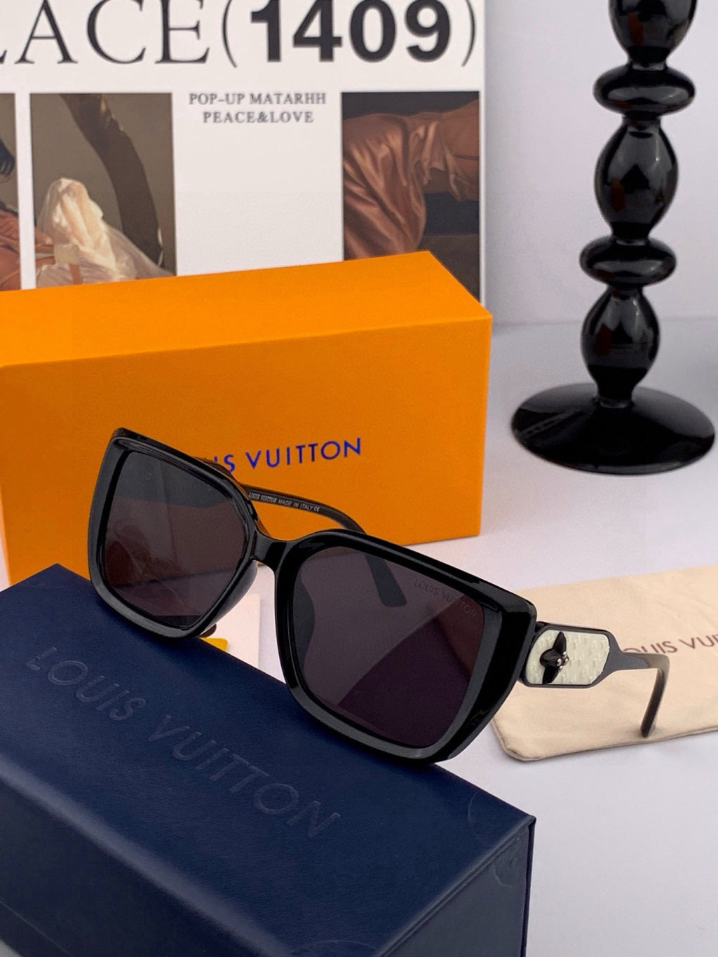 Louis Vuitton L6221 Square Black Lens Sunglasses for Men & Women - 357709 - detail image 4