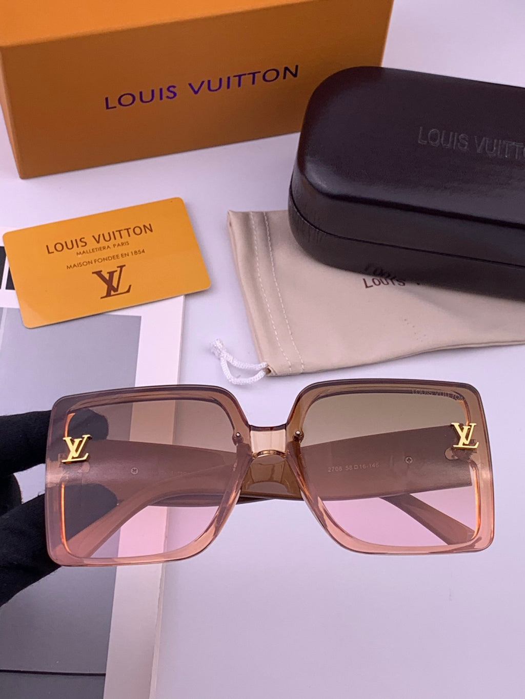 Louis Vuitton L8270 Square Black Lens Sunglasses for Men & Women - 357645