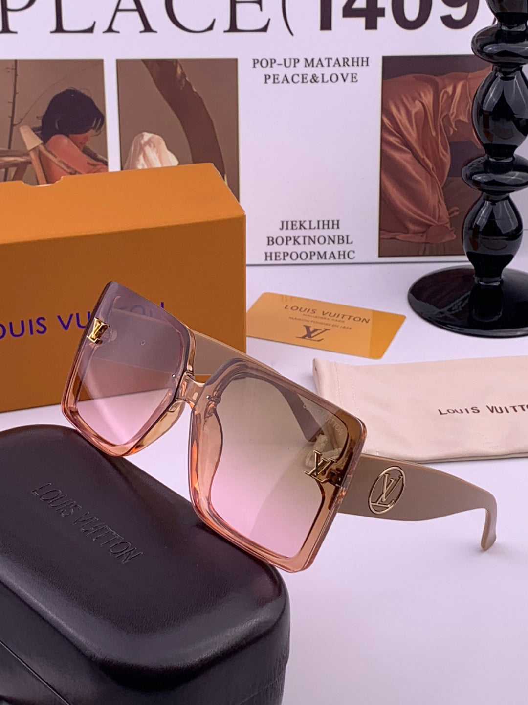 Louis Vuitton L8270 Square Black Lens Sunglasses for Men & Women - 357645 - detail image 2