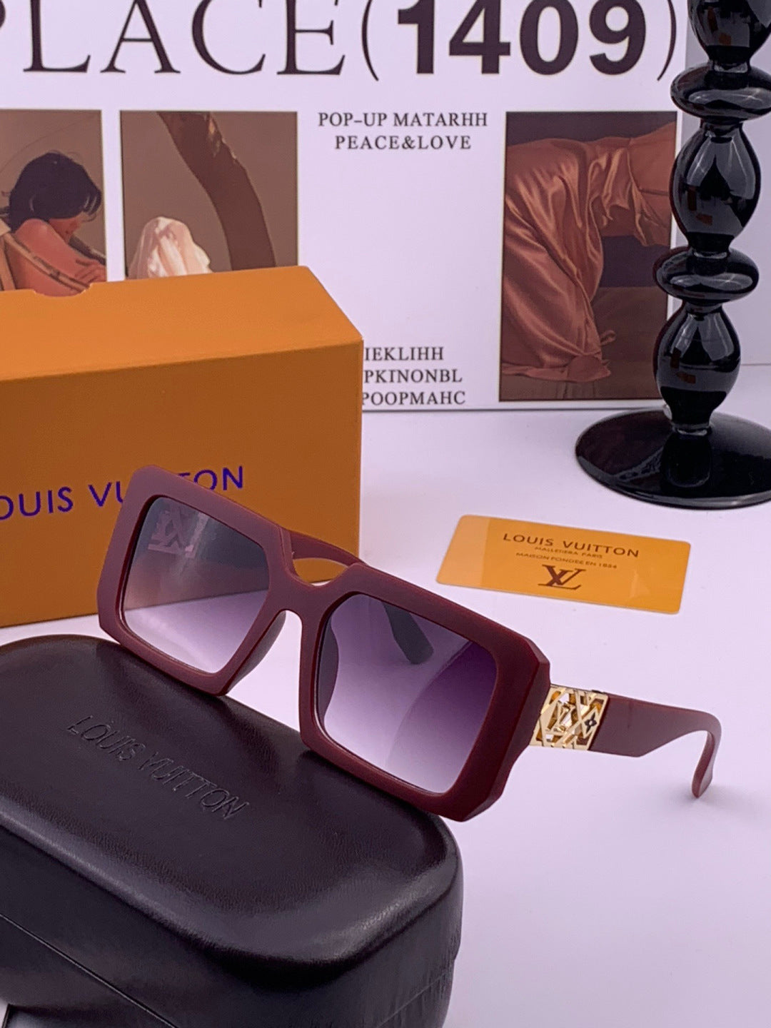 Louis Vuitton L77001 Square Brown Lens Sunglasses for Men & Women - 357650 - detail image 3