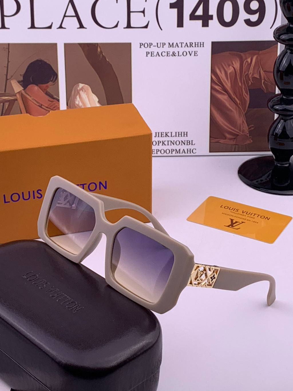 Louis Vuitton L77001 Square Brown Lens Sunglasses for Men & Women - 357652 - detail image 2