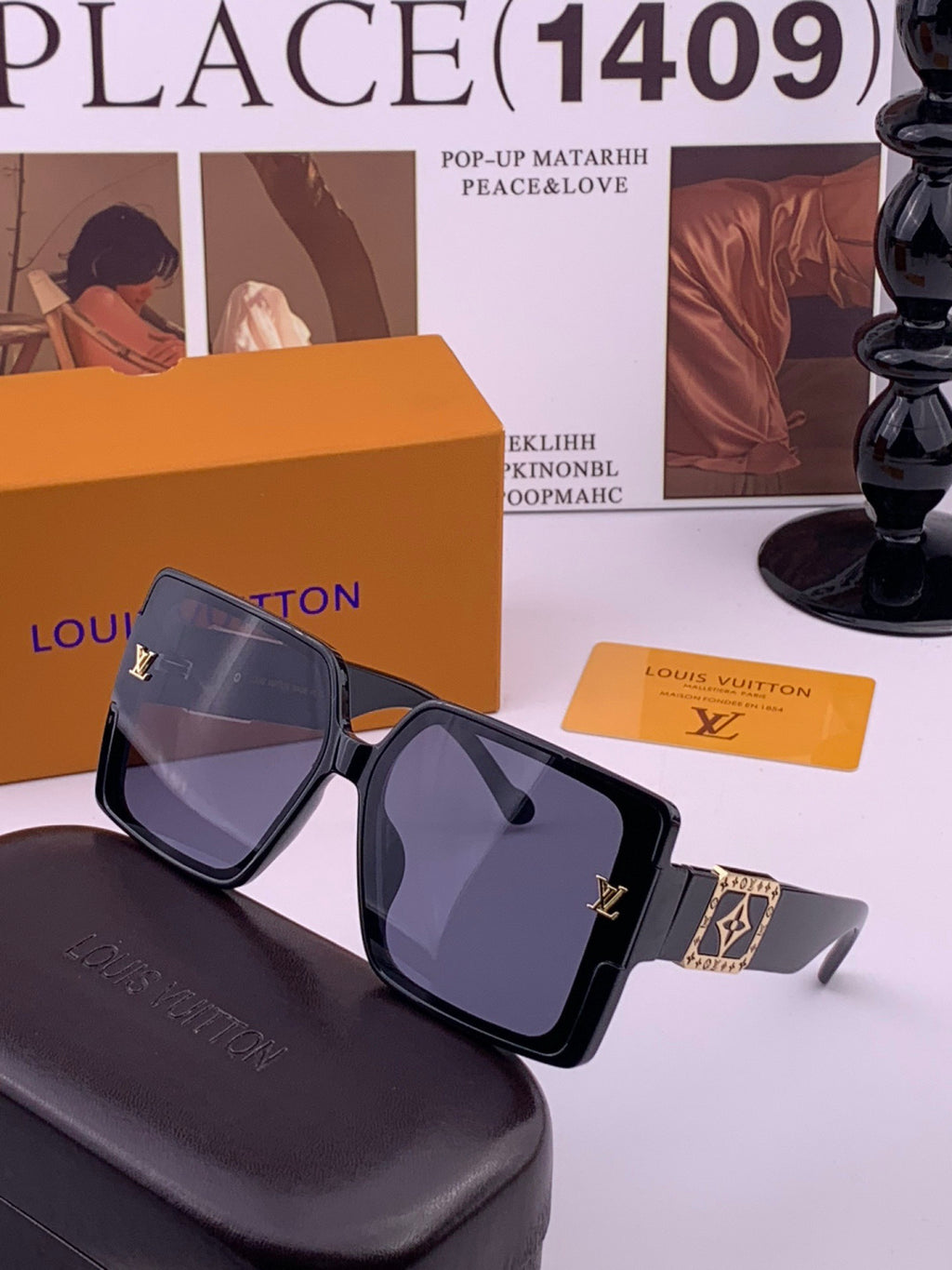 Louis Vuitton L97003 Square Black Lens Sunglasses for Men & Women - 357654 - detail image 2