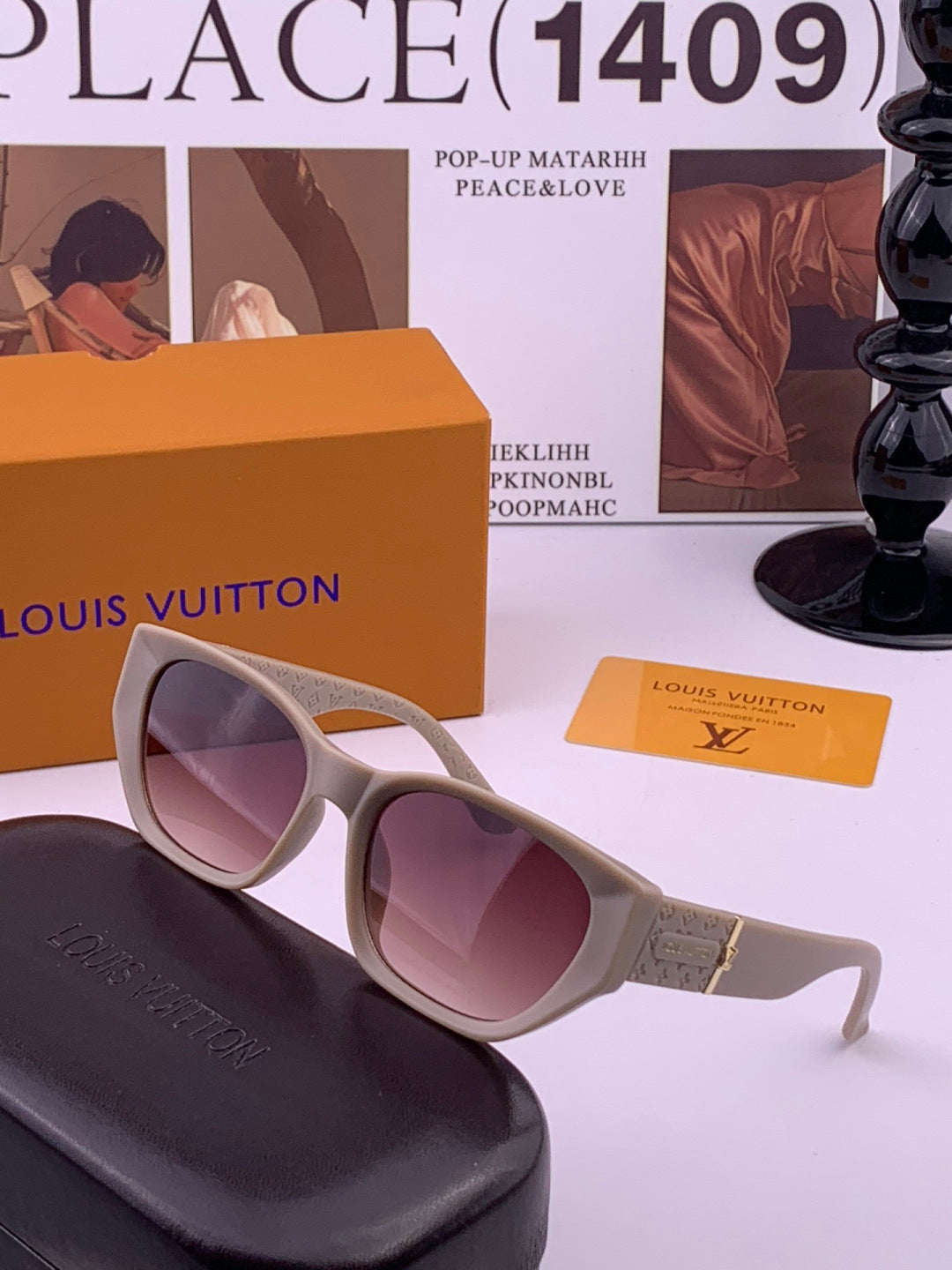 Louis Vuitton L17000 Square Black Lens Sunglasses for Men & Women - 357655 - detail image 2