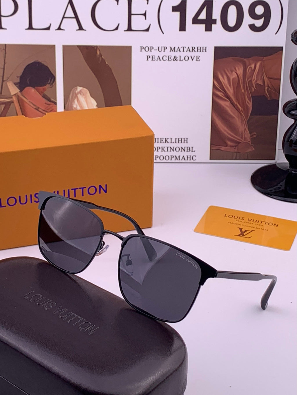 Louis Vuitton L3343 Polarized Aviator Black Lens Sunglasses for Men & Women - detail image 2