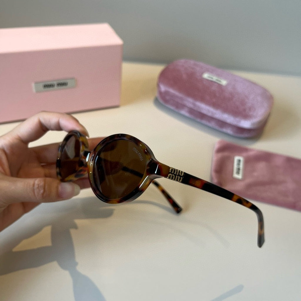 Miu Miu Round Brown Lens Sunglasses for Men & Women - detail image 4