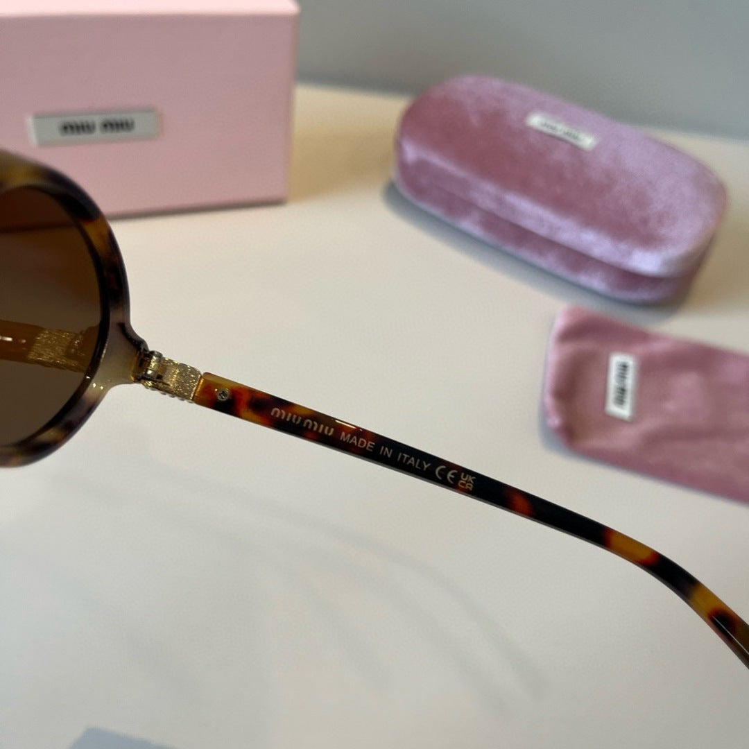 Miu Miu Round Brown Lens Sunglasses for Men & Women - detail image 5