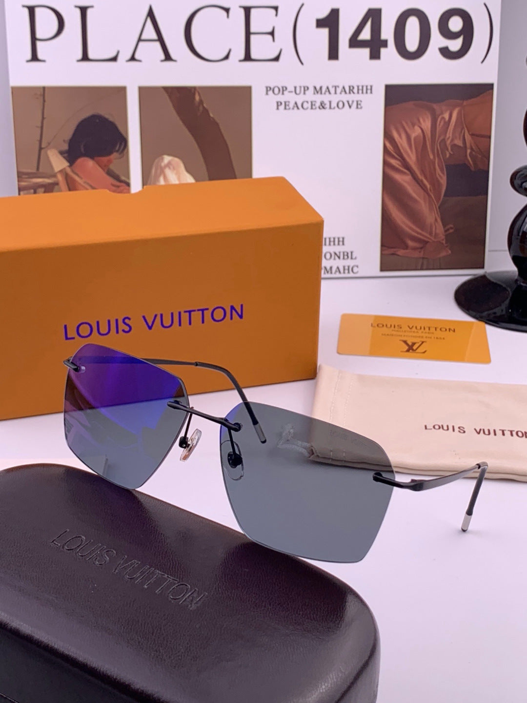 Louis Vuitton L2253 Polarized Aviator Blue Lens Sunglasses for Men - 371313 - detail image 5