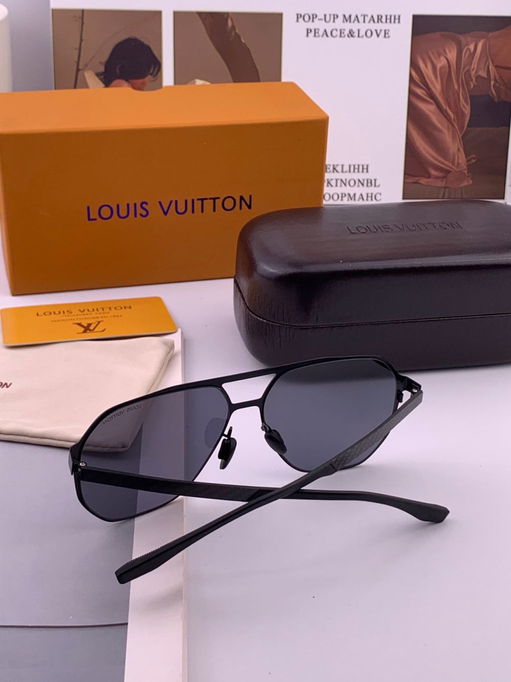Louis Vuitton L3252 Polarized Aviator Orange Lens Sunglasses for Men - 371317 - detail image 6