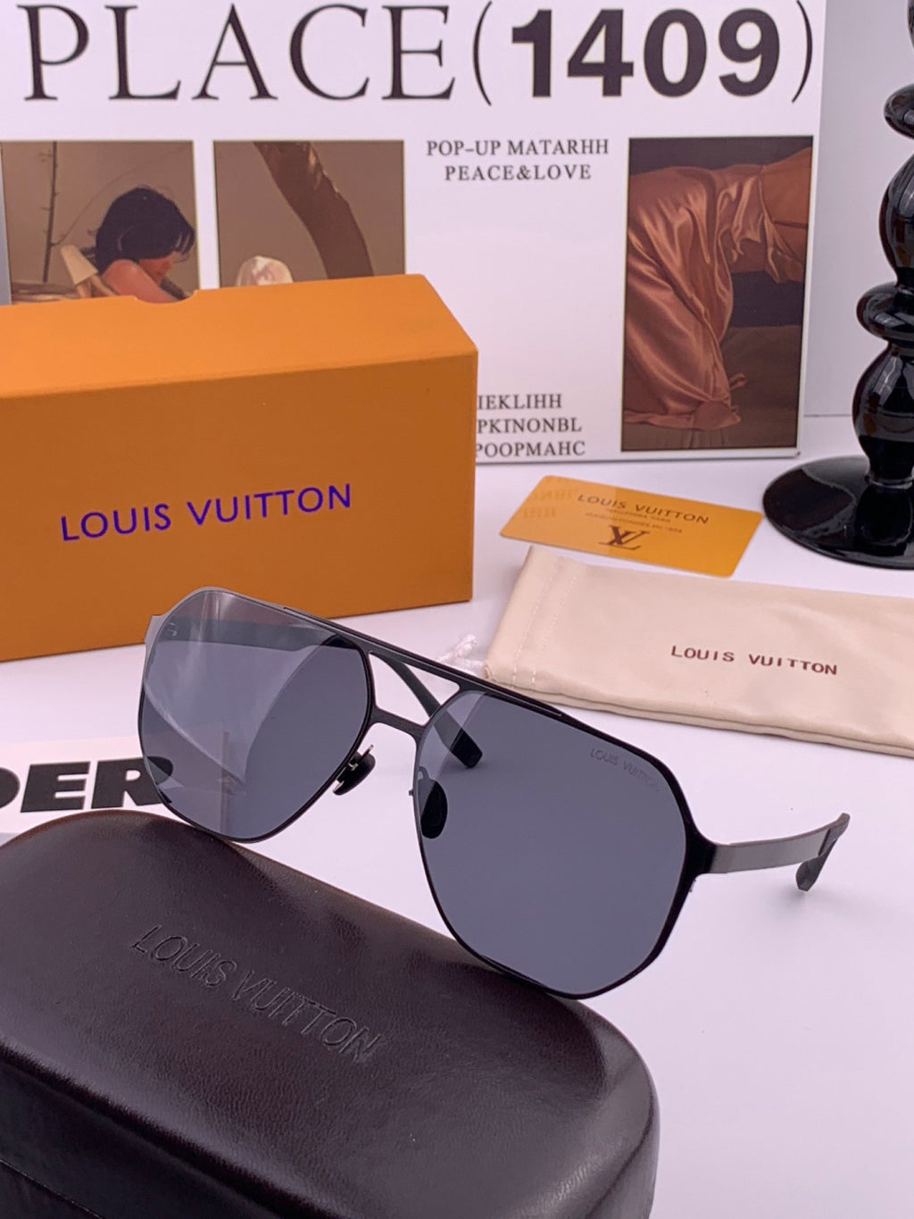 Louis Vuitton L3252 Polarized Aviator Orange Lens Sunglasses for Men - 371317 - detail image 4