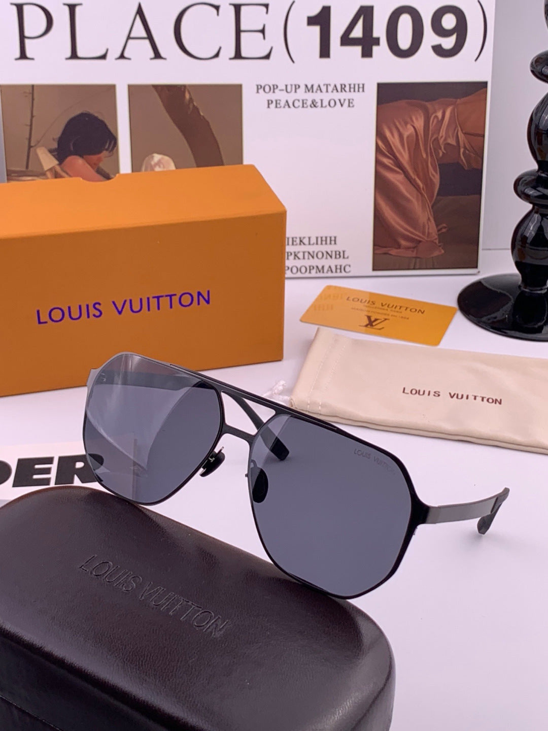 Louis Vuitton L3252 Polarized Aviator Orange Lens Sunglasses for Men - 371317 - detail image 4
