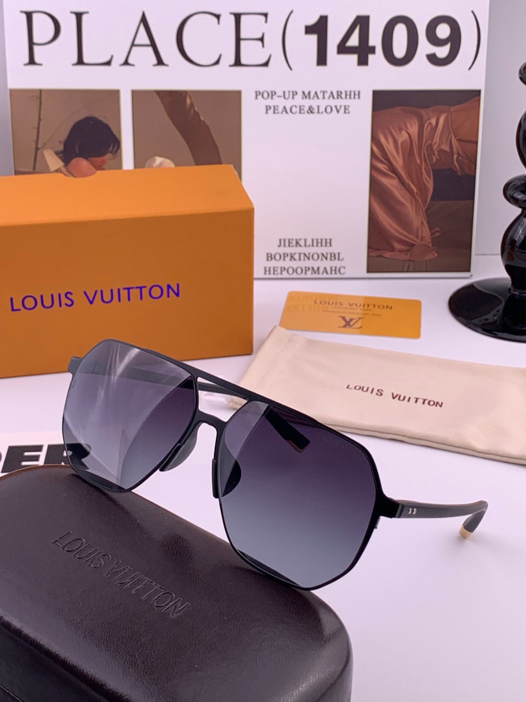 Louis Vuitton L3250 Polarized Aviator Orange Lens Sunglasses for Men - 371319 - detail image 4