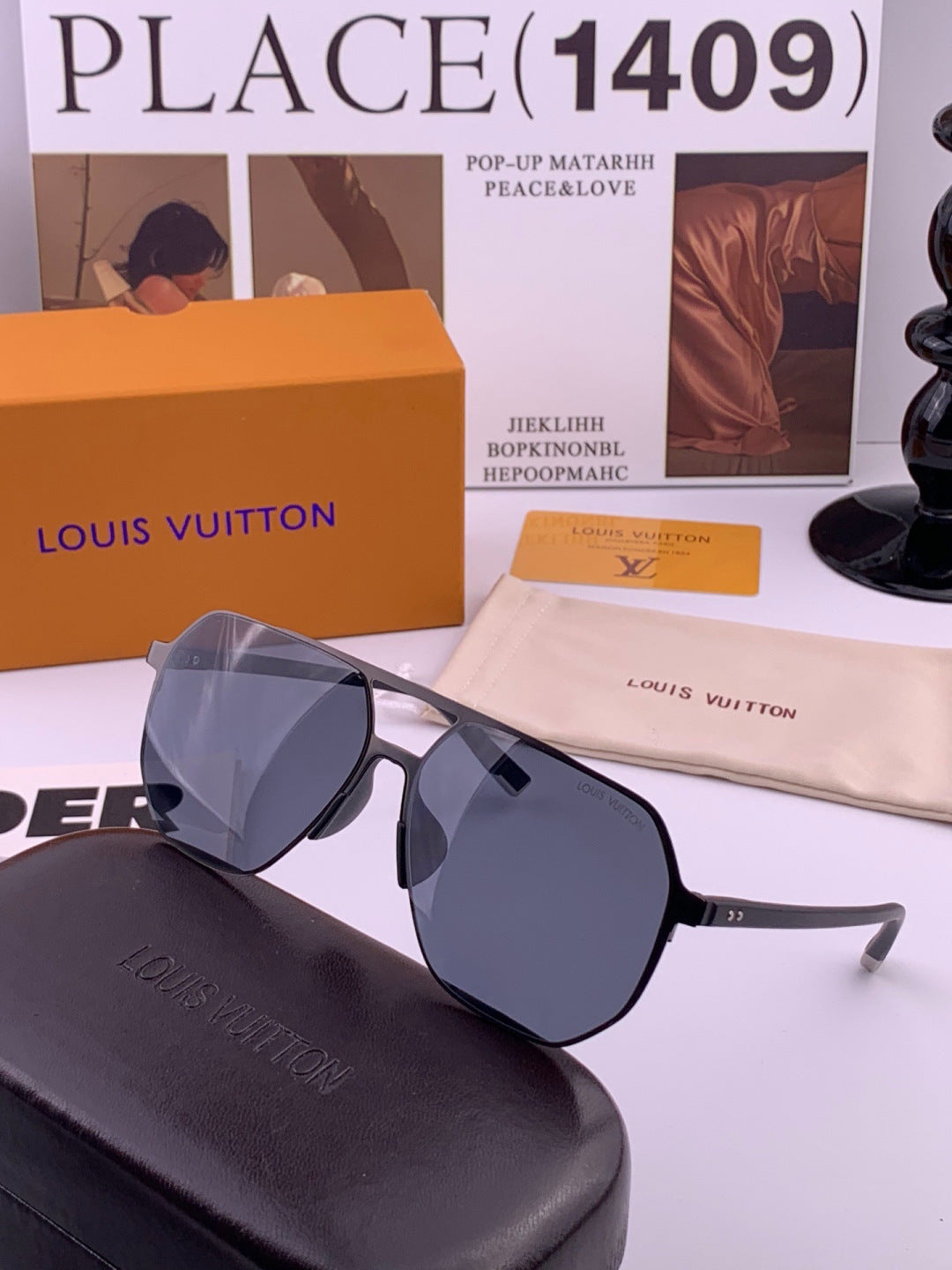 Louis Vuitton L3250 Polarized Aviator Orange Lens Sunglasses for Men - 371319 - detail image 3