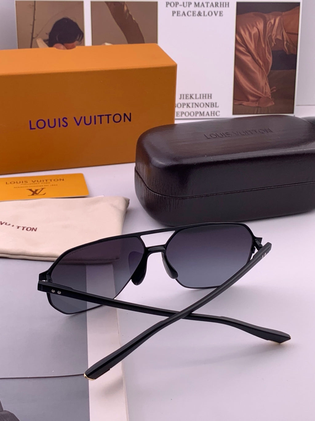 Louis Vuitton L3250 Polarized Aviator Orange Lens Sunglasses for Men - 371319 - detail image 6