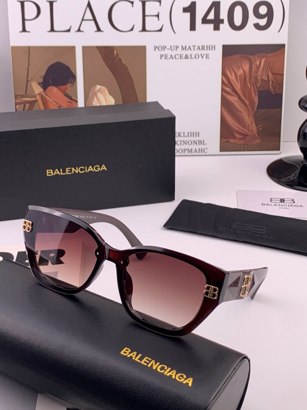 Balenciaga BL1350 Metal Fashion Black Lens Sunglasses for Men & Women - 372360 - detail image 3