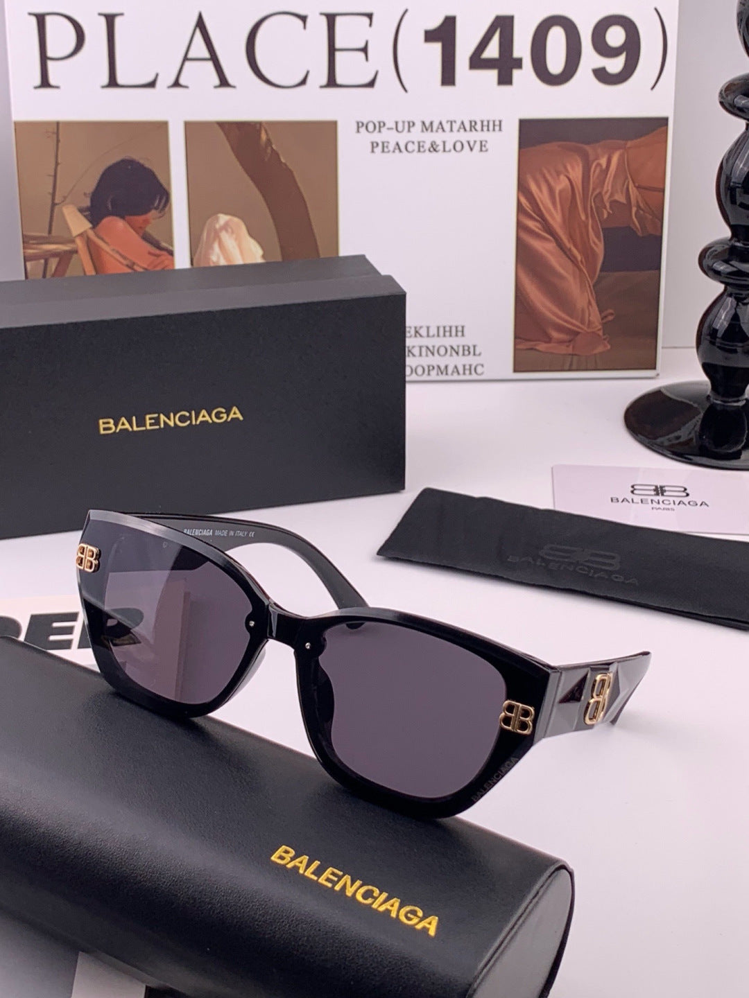 Balenciaga BL1350 Metal Fashion Black Lens Sunglasses for Men & Women - 372360 - detail image 2