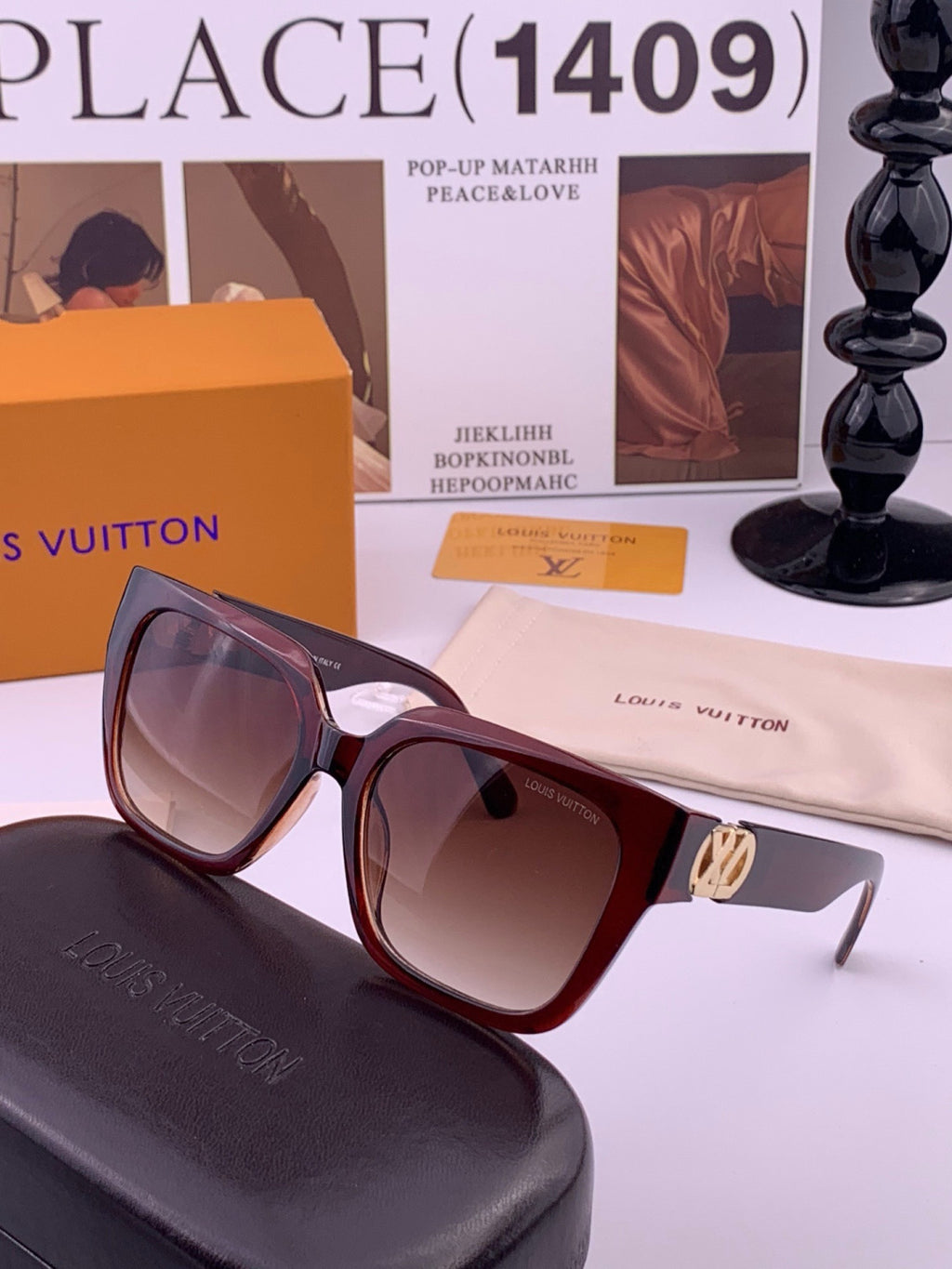 Louis Vuitton L95801 Square Gold Lens Sunglasses for Women - 371310 - detail image 3