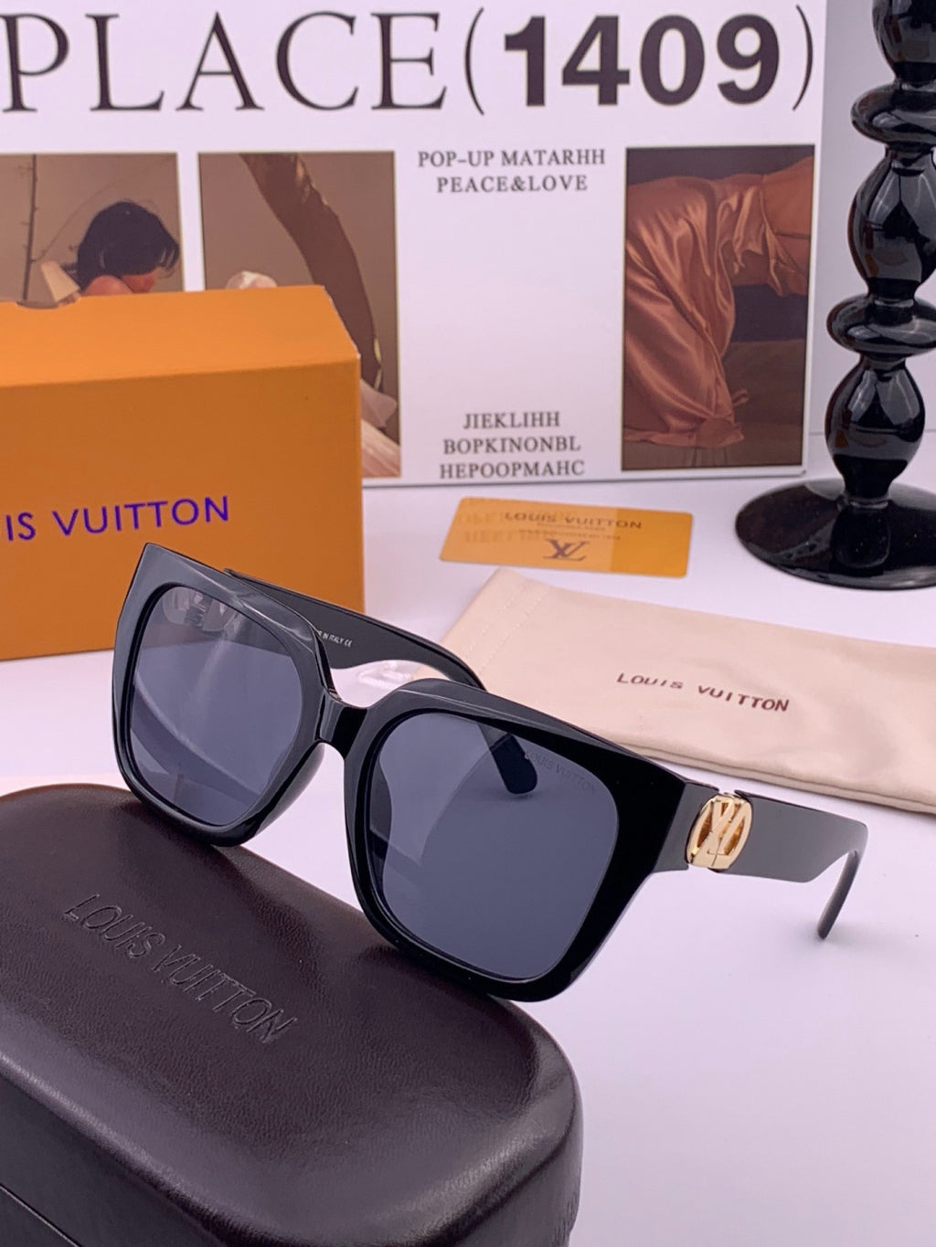 Louis Vuitton L95801 Square Gold Lens Sunglasses for Women - 371310 - detail image 4